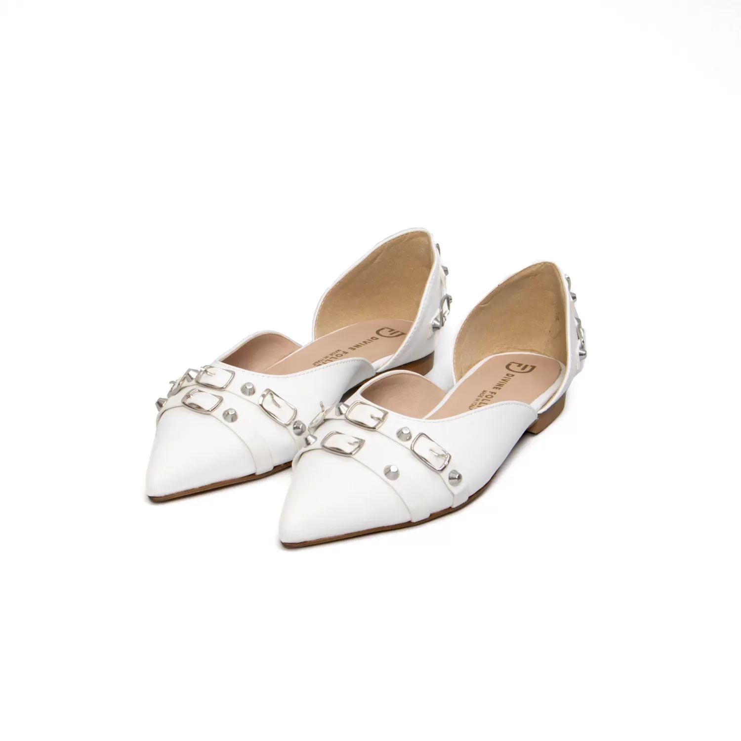 Sale White Mood Divine Follie-Ballerina Punta Con Borchie - Bianco