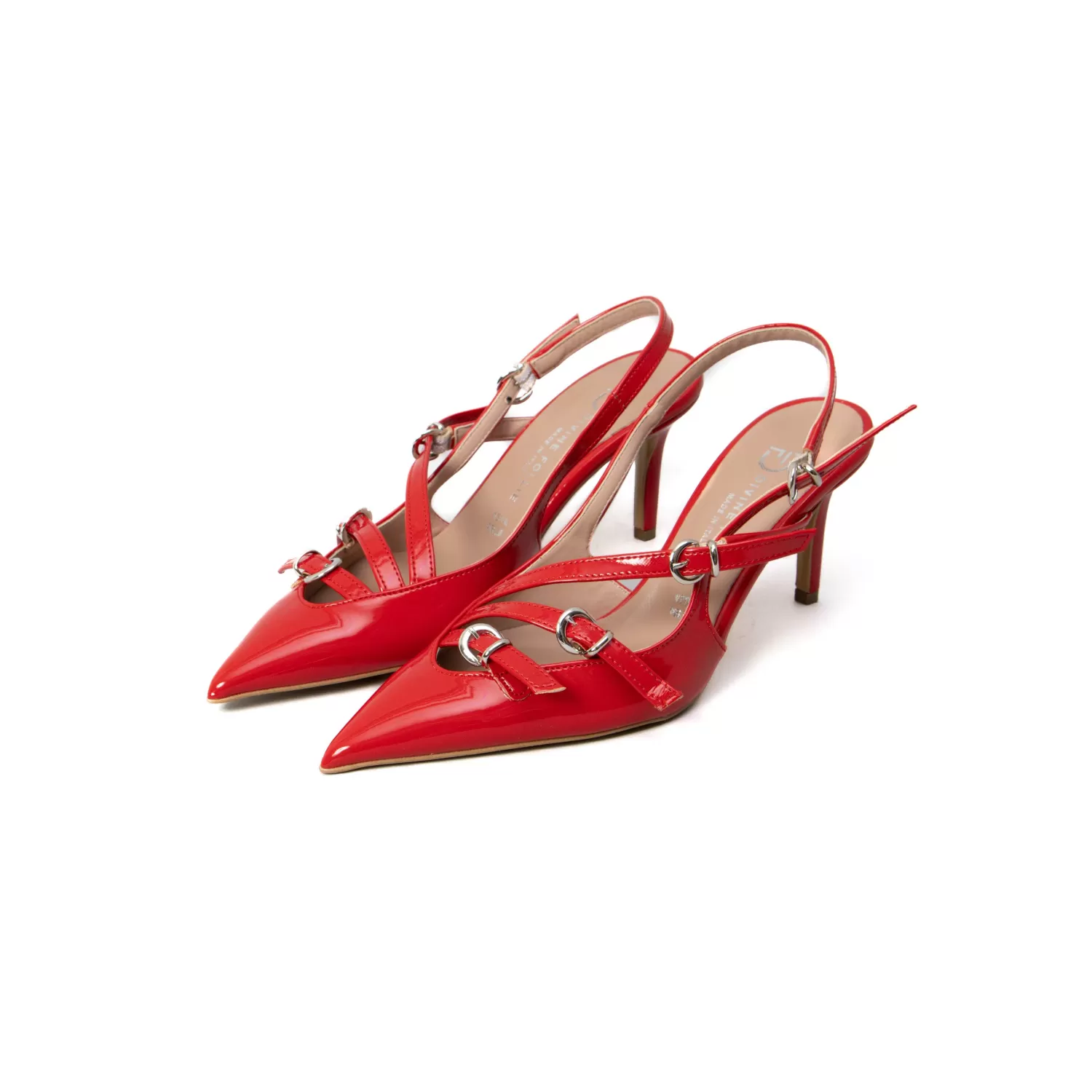 Cheap White Mood Divine Follie-Slingback Con Cinturino Laterale - Naplak Rosso