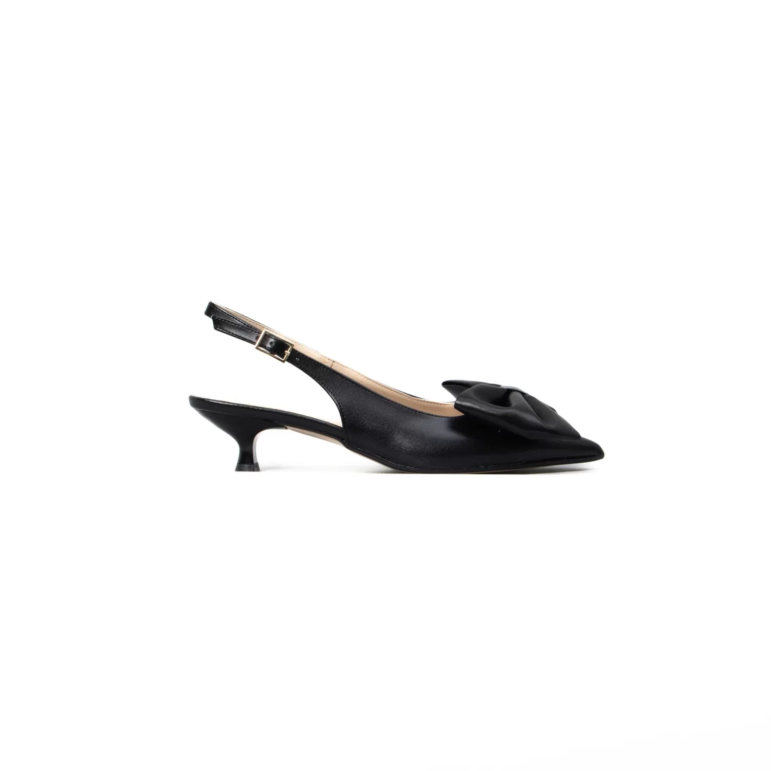 Outlet White Mood Divine Follie-Slingback Con Fiocco - Nero