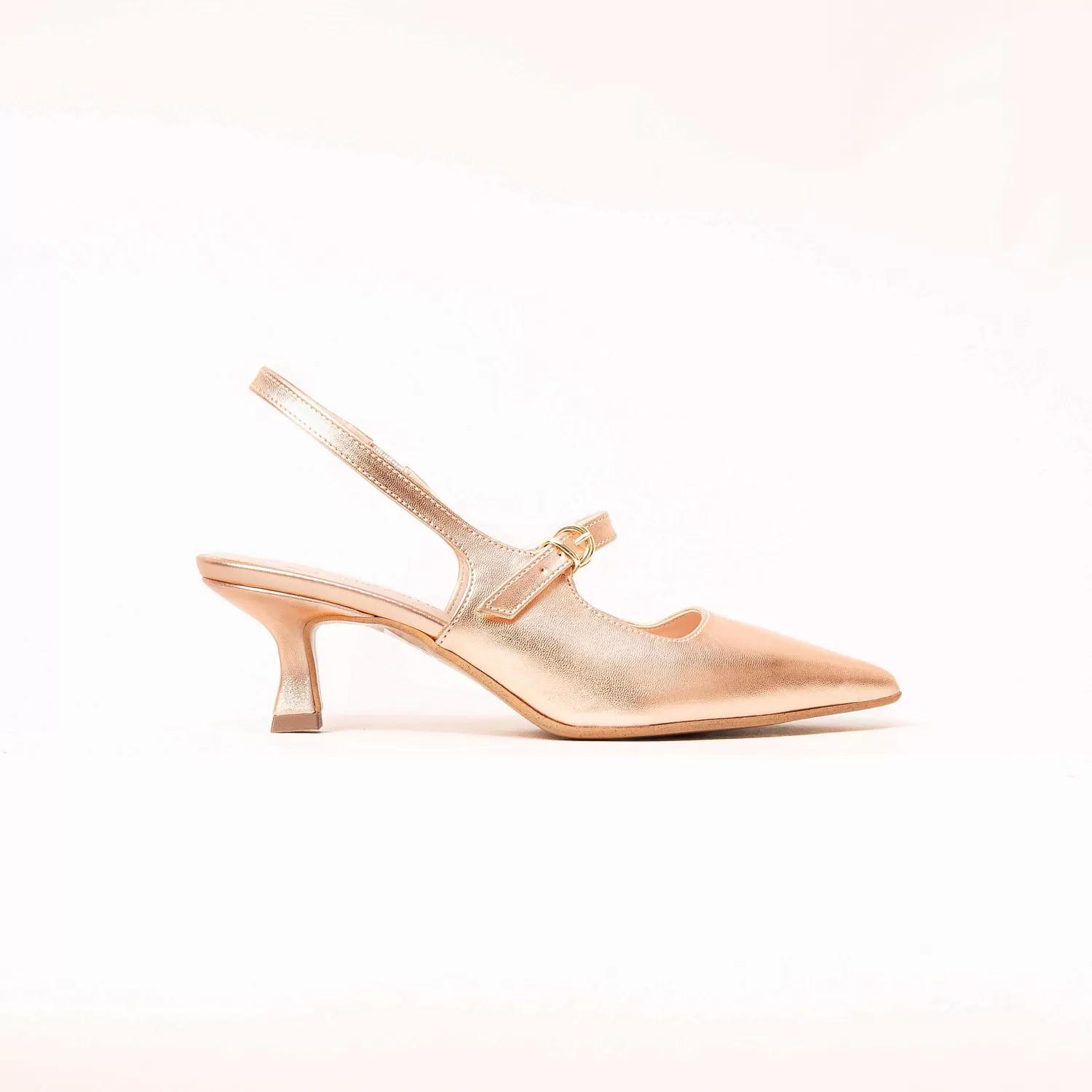 Flash Sale White Mood Divine Follie-Slingback Con Tacco - Laminato Cipria