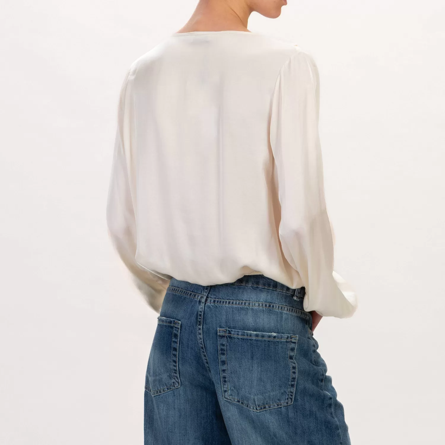 Online White Mood Dixie-Blusa Con Rouches In Satin - Burro