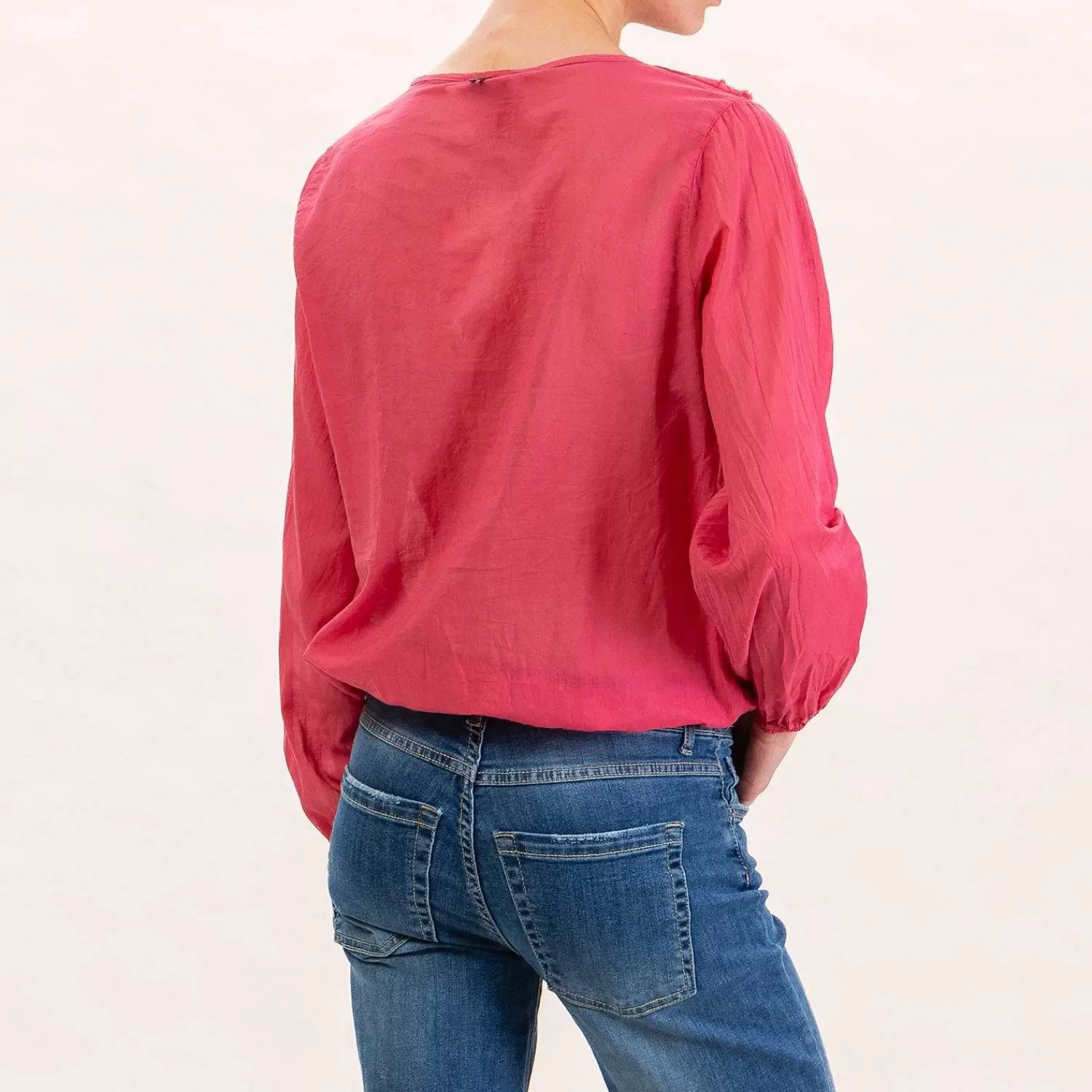 Sale White Mood Dixie-Blusa Mussola Con Rouches - Magenta