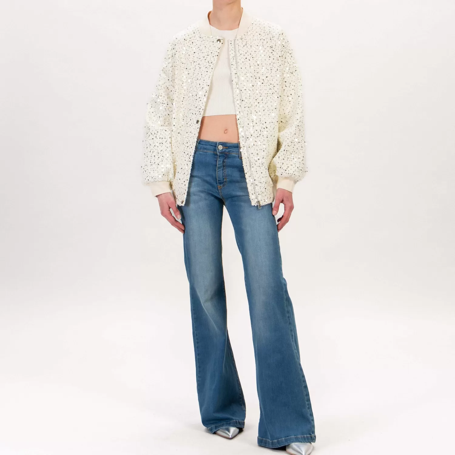 Store White Mood Dixie-Bomber Con Paillettes - Burro