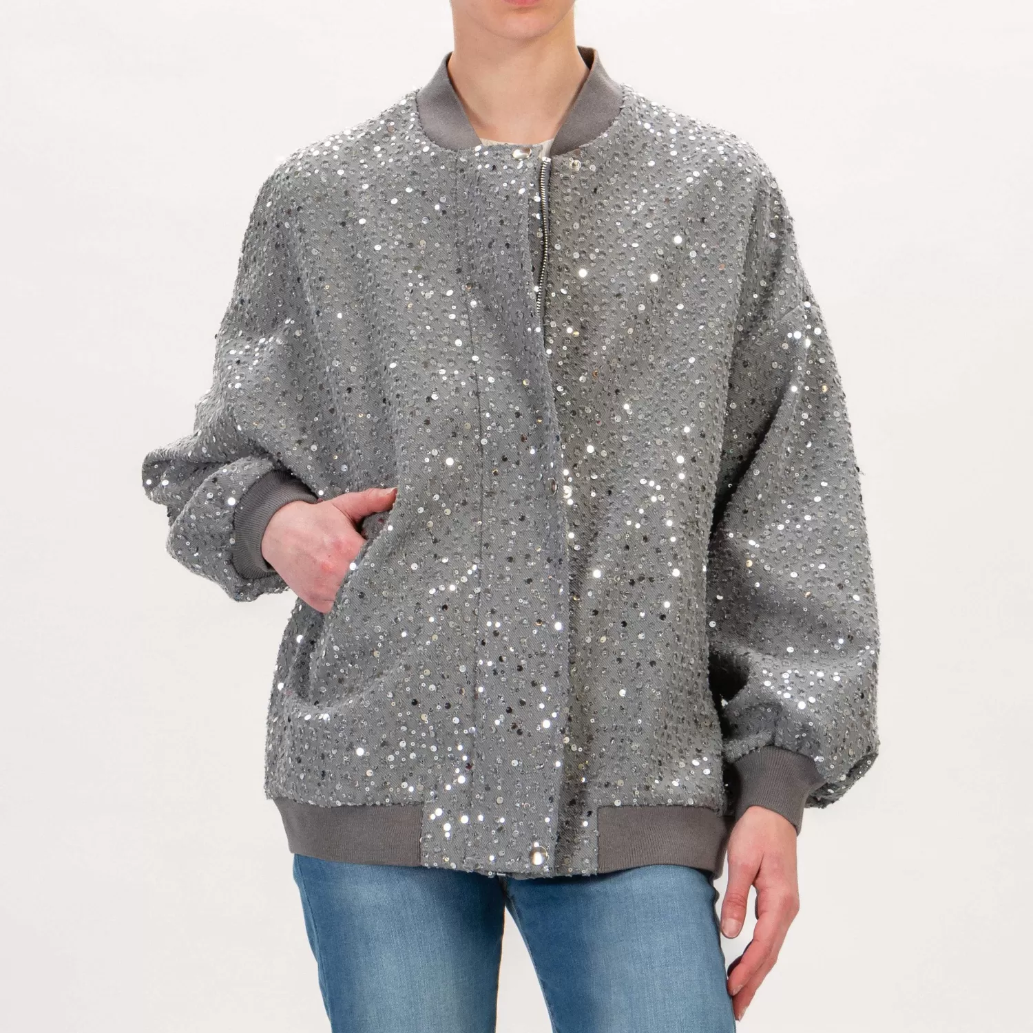 Flash Sale White Mood Dixie-Bomber Con Paillettes - Grigio