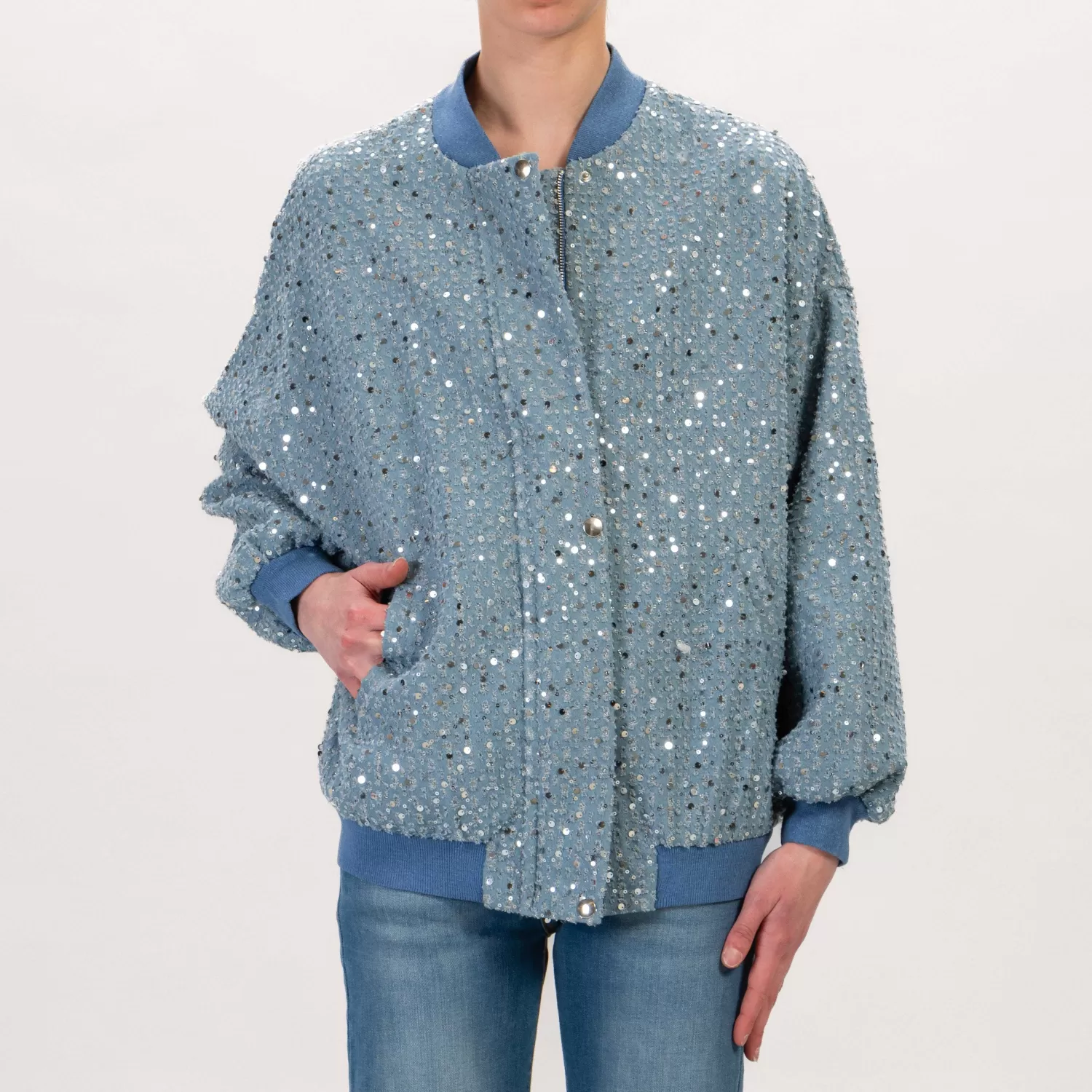 Cheap White Mood Dixie-Bomber Con Paillettes - Jeans