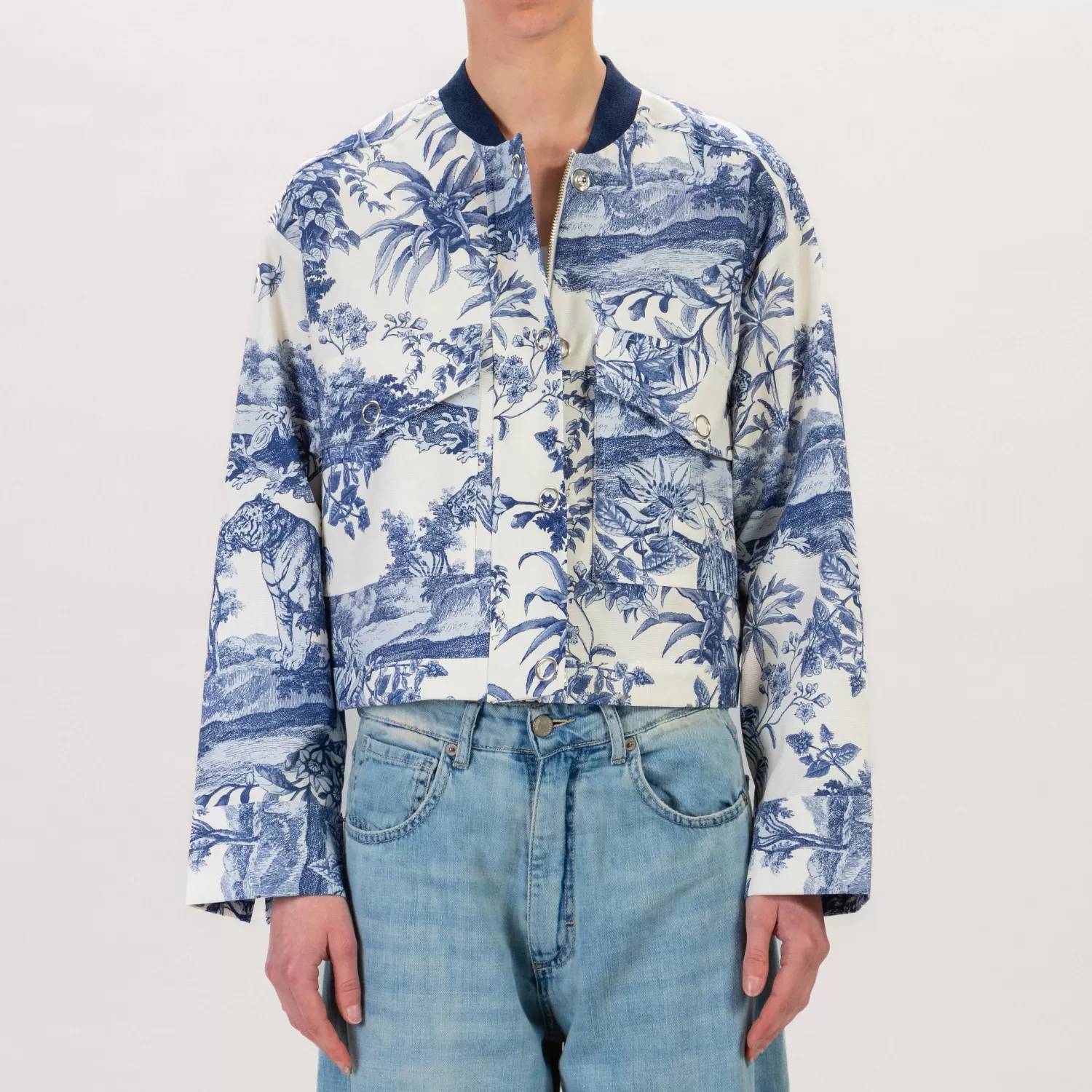 Fashion White Mood Dixie-Bomber Fantasia Jungle - Blu/Burro