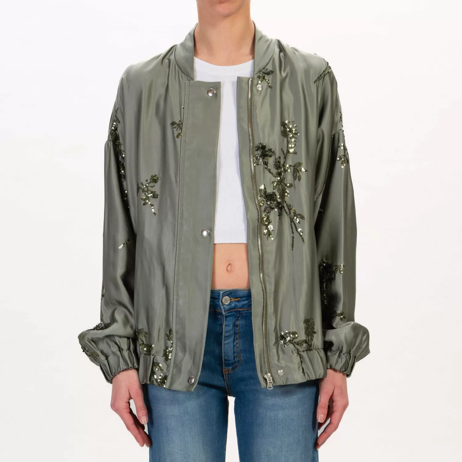 Cheap White Mood Dixie-Bomber Ricami Paillettes - Militare