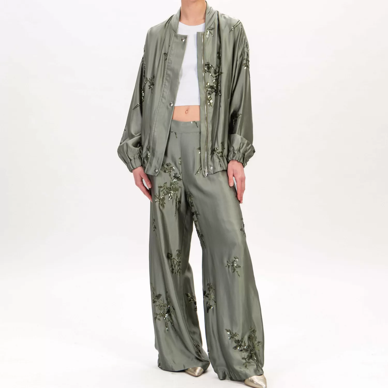 Cheap White Mood Dixie-Bomber Ricami Paillettes - Militare