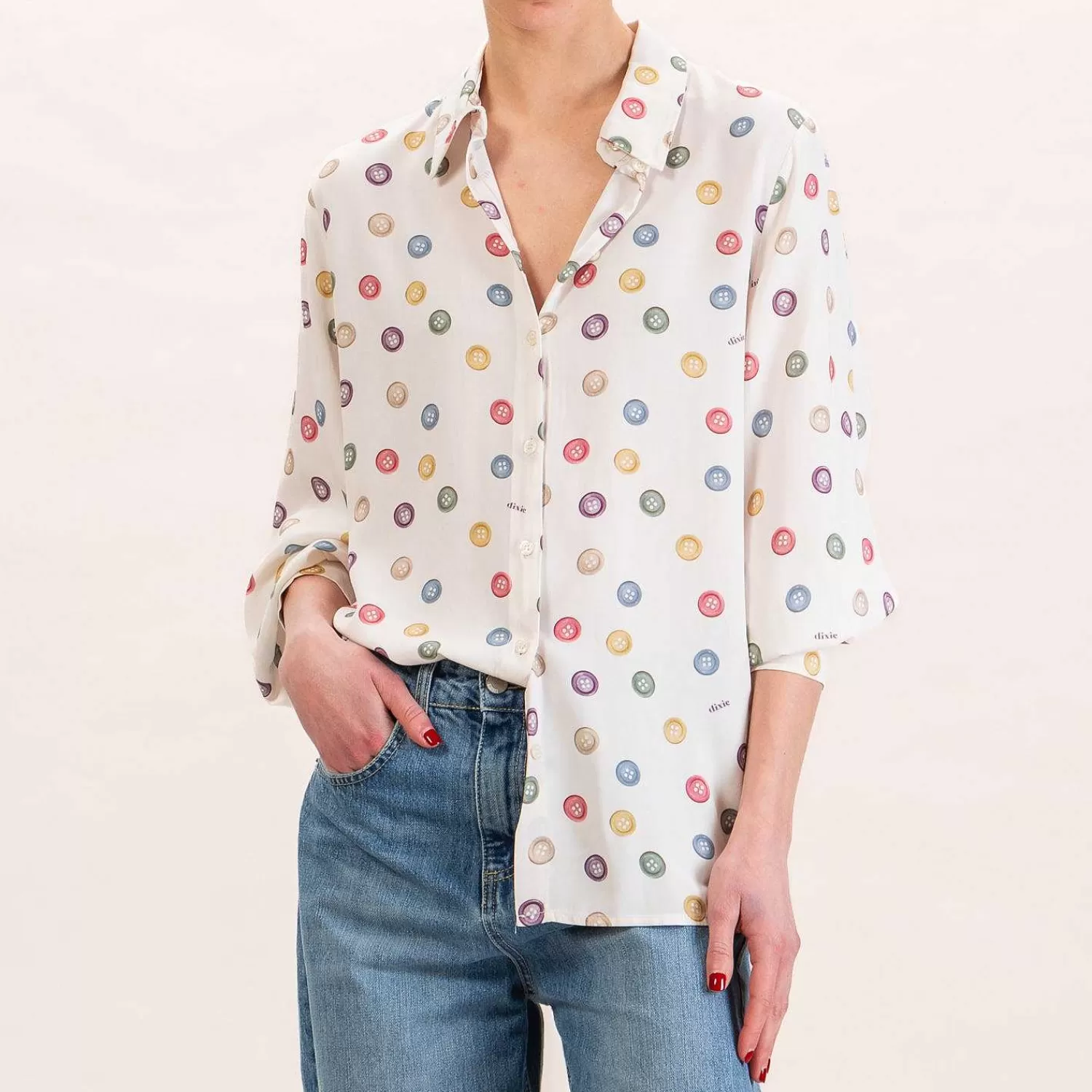 Cheap White Mood Dixie-Camicia Fantasia Bottoni - Latte