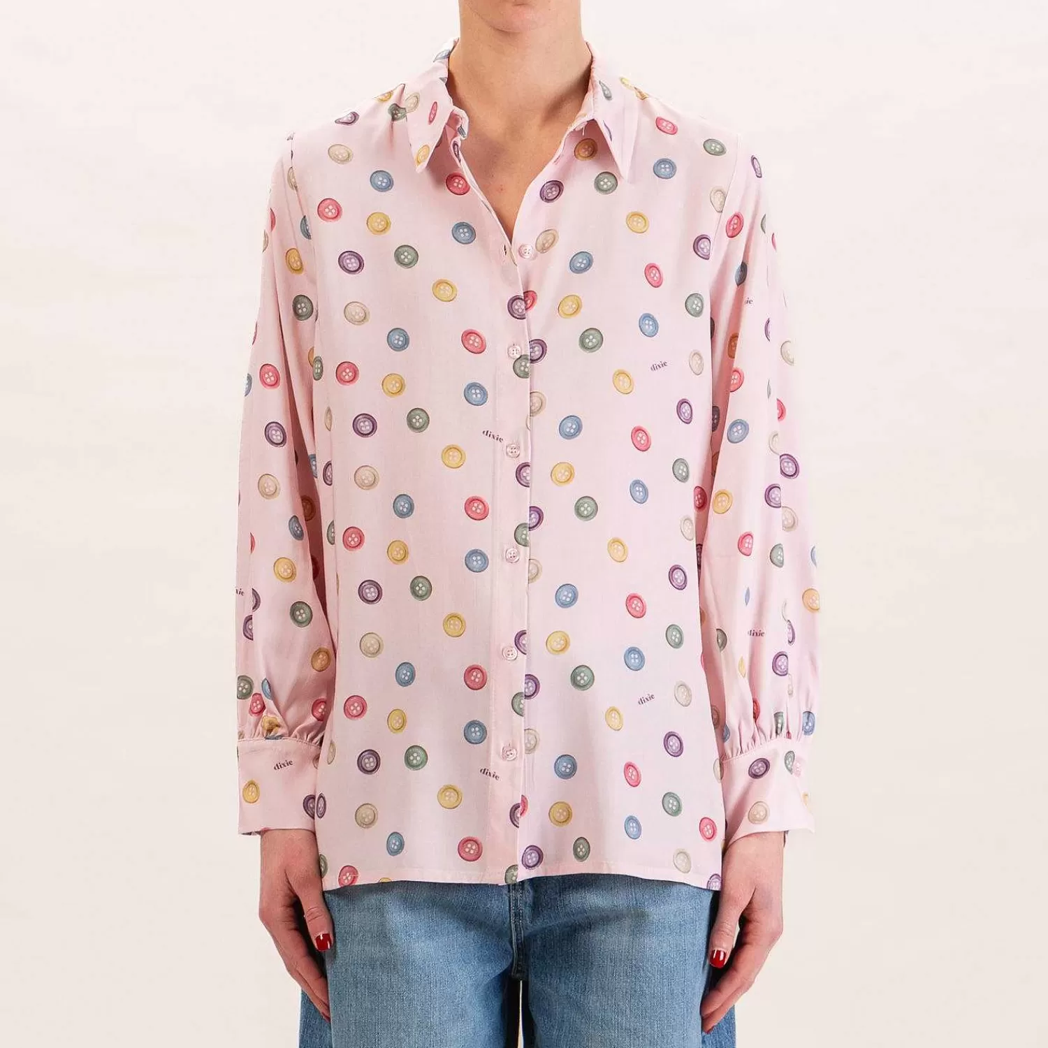 Shop White Mood Dixie-Camicia Fantasia Bottoni - Rosa