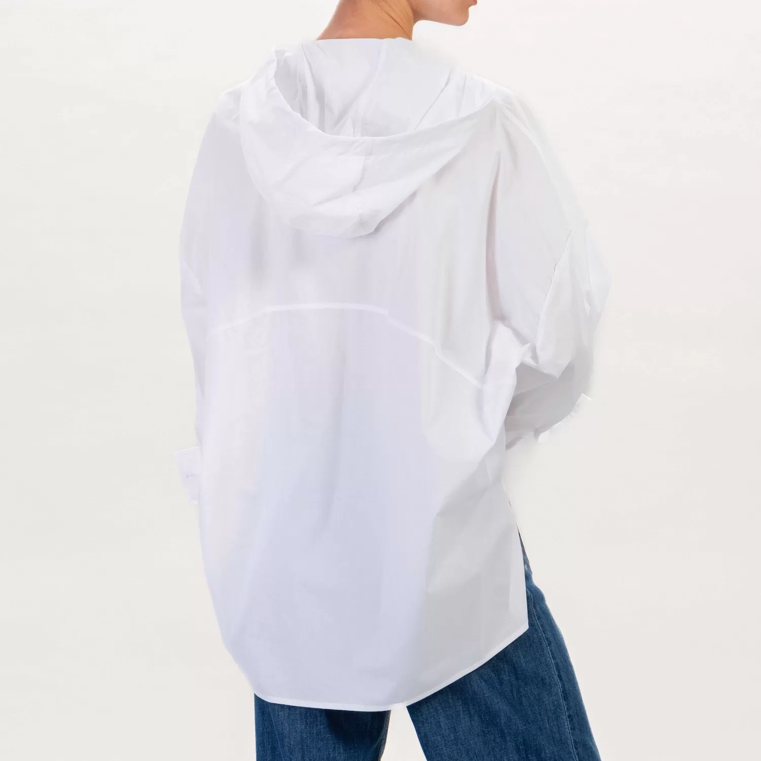 Best White Mood Dixie-Camicia Oversize Con Cappuccio In Cotone - Bianco