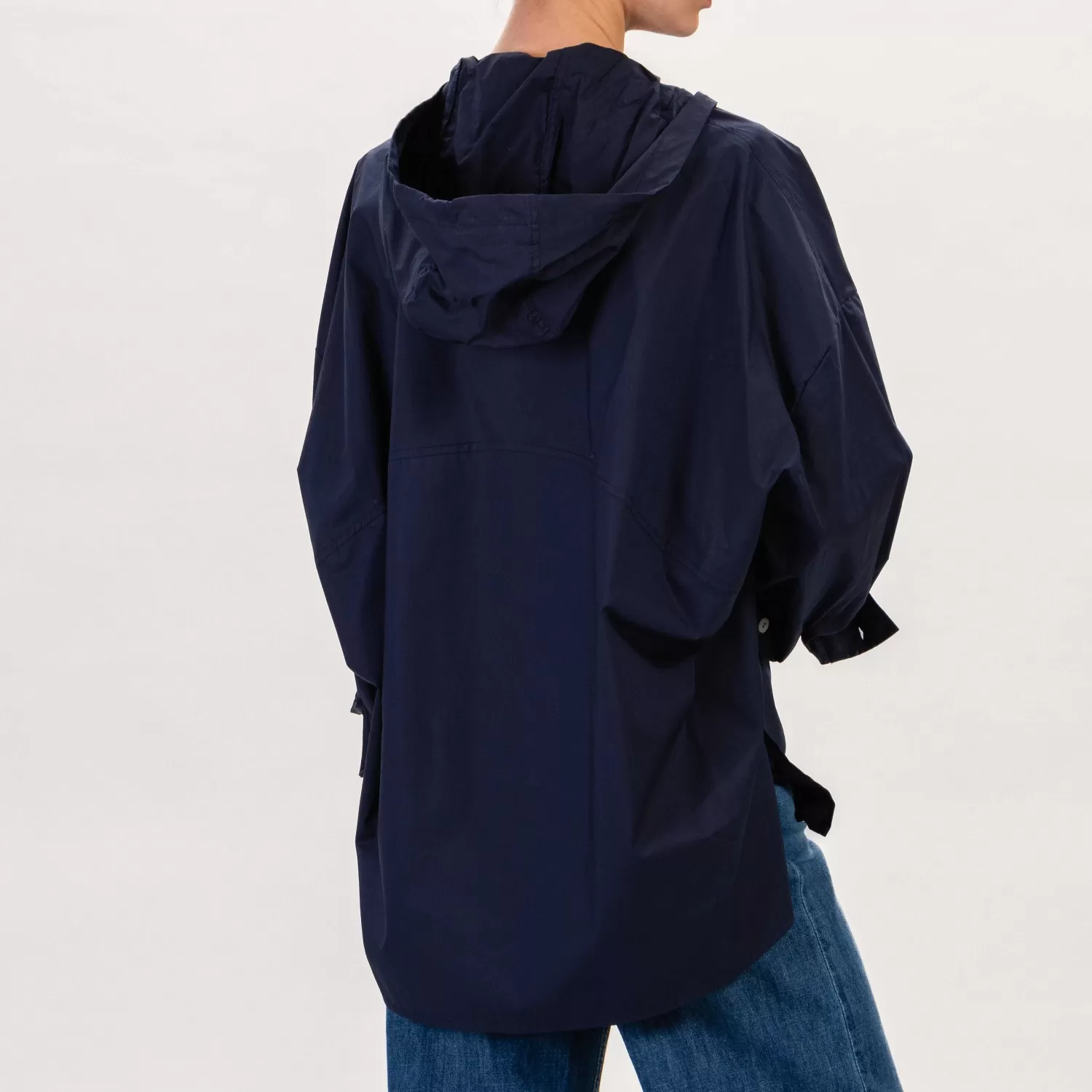 Sale White Mood Dixie-Camicia Oversize Con Cappuccio In Cotone - Blu