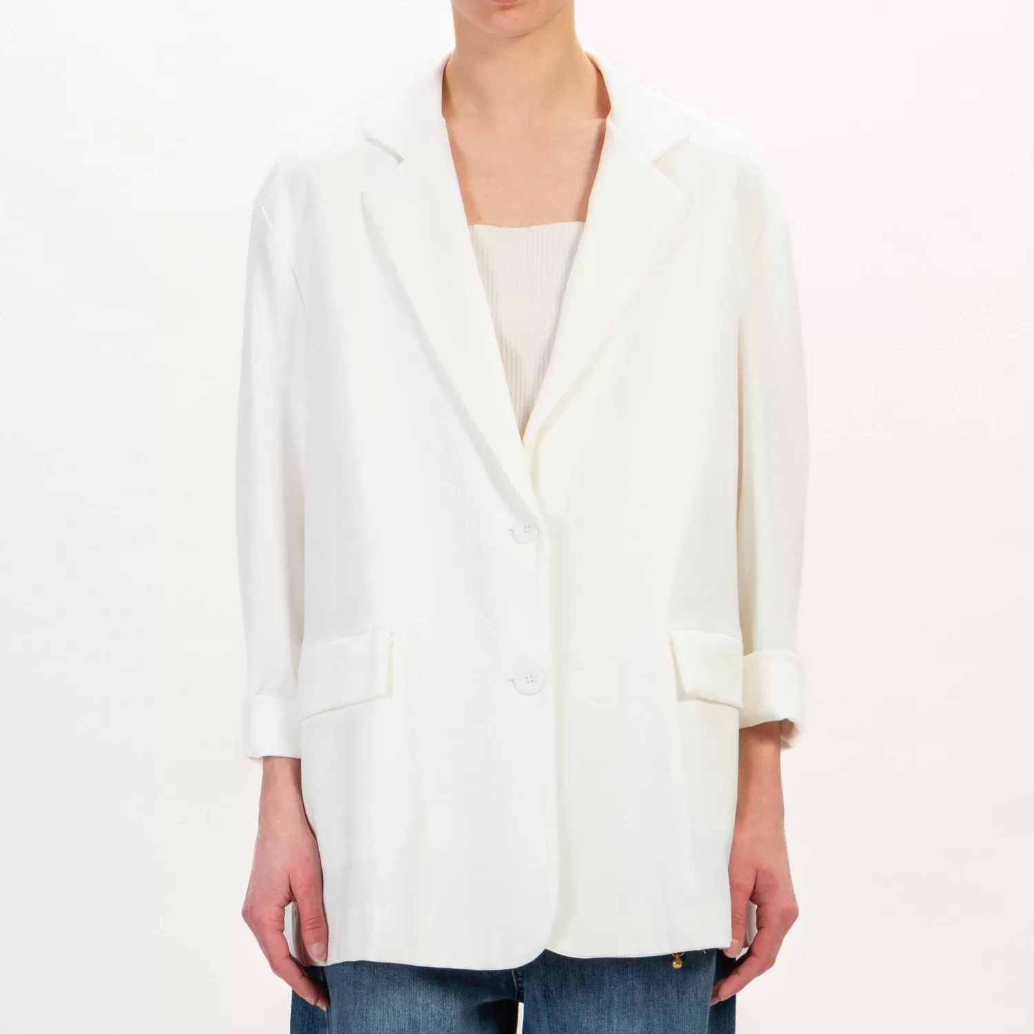 Discount White Mood Dixie-Giacca Oversize Punto Milano - Latte