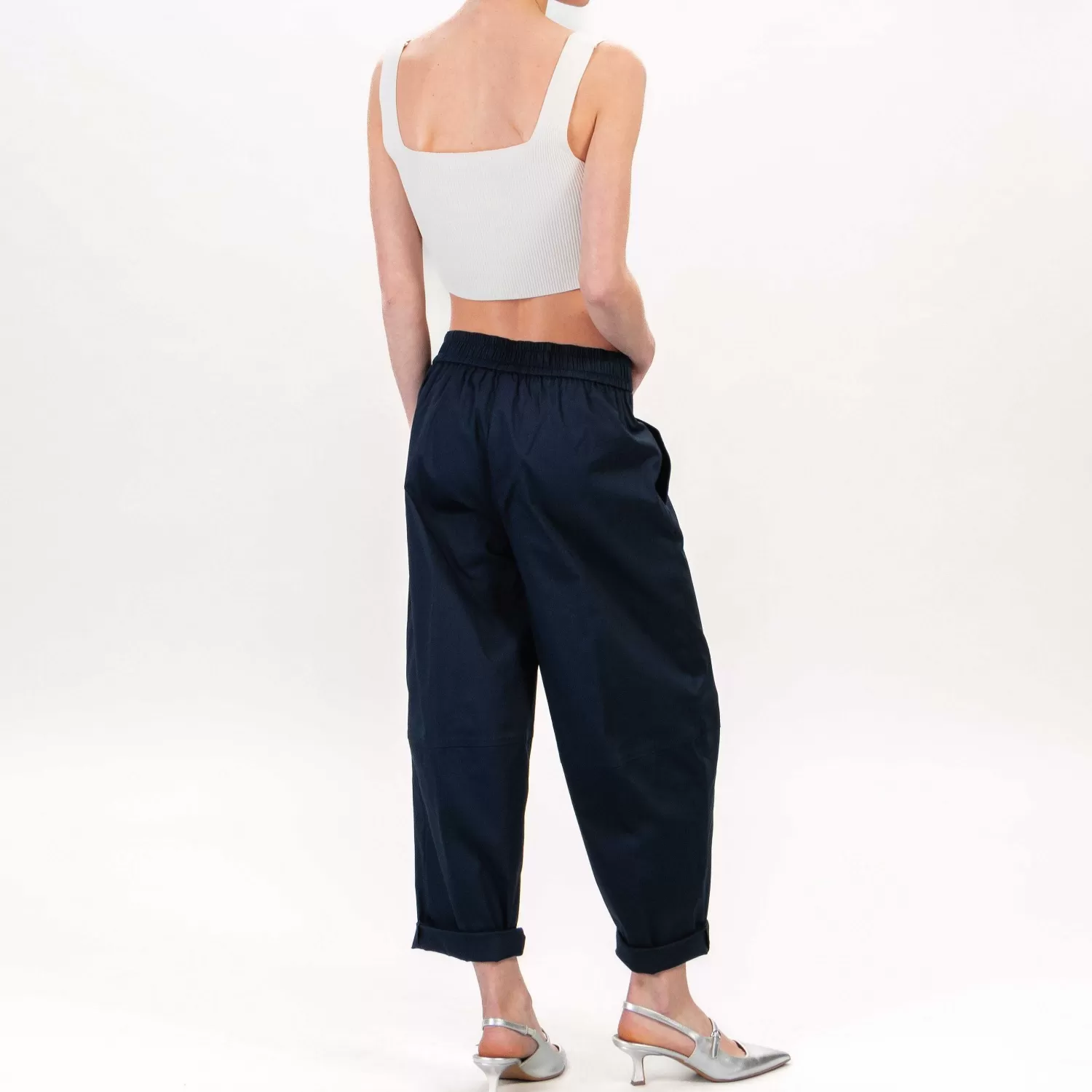 Store White Mood Dixie-Pantalone Balloon Elastico Dietro - Blu