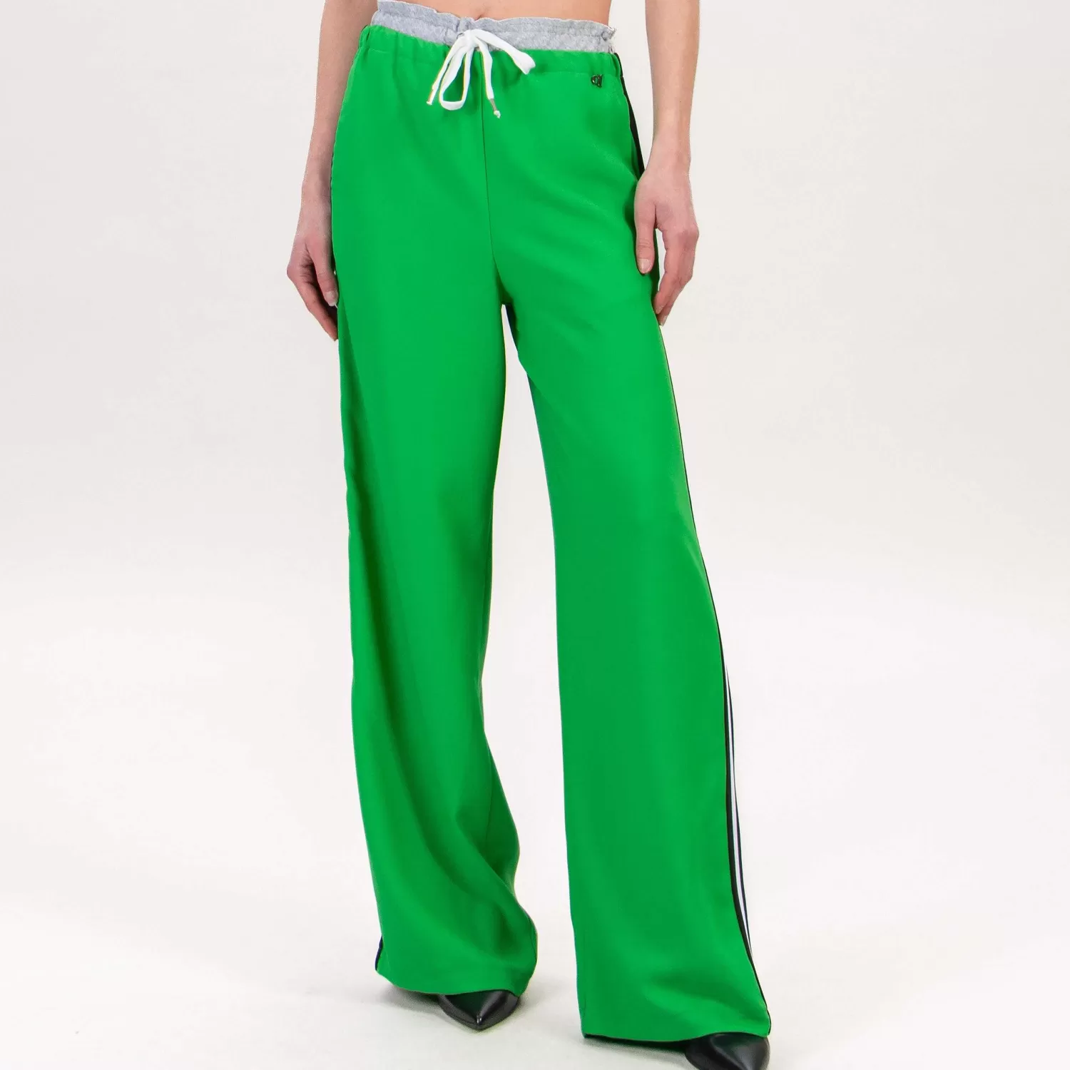 Fashion White Mood Dixie-Pantalone Con Coulisse Banda Laterale - Verde