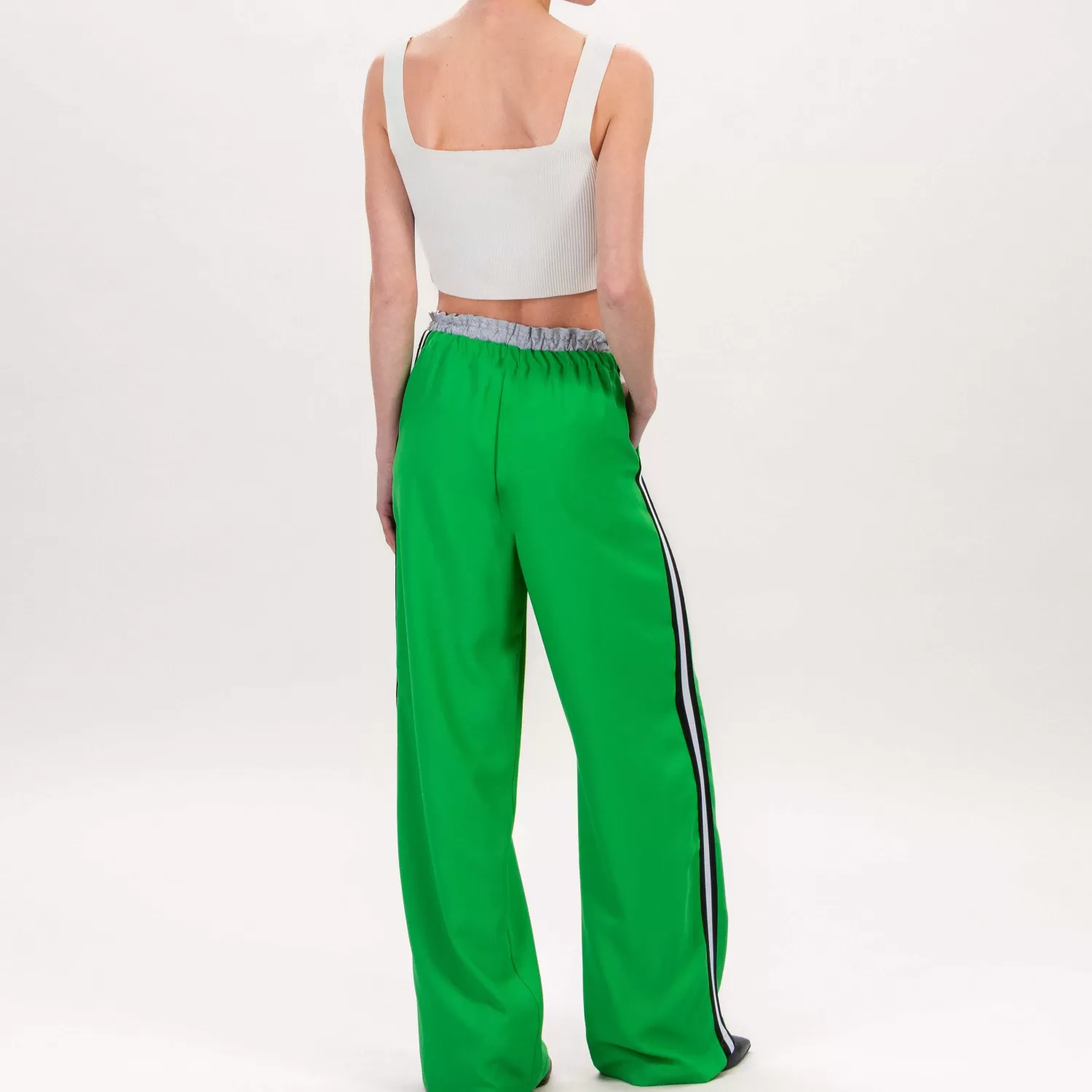 Fashion White Mood Dixie-Pantalone Con Coulisse Banda Laterale - Verde