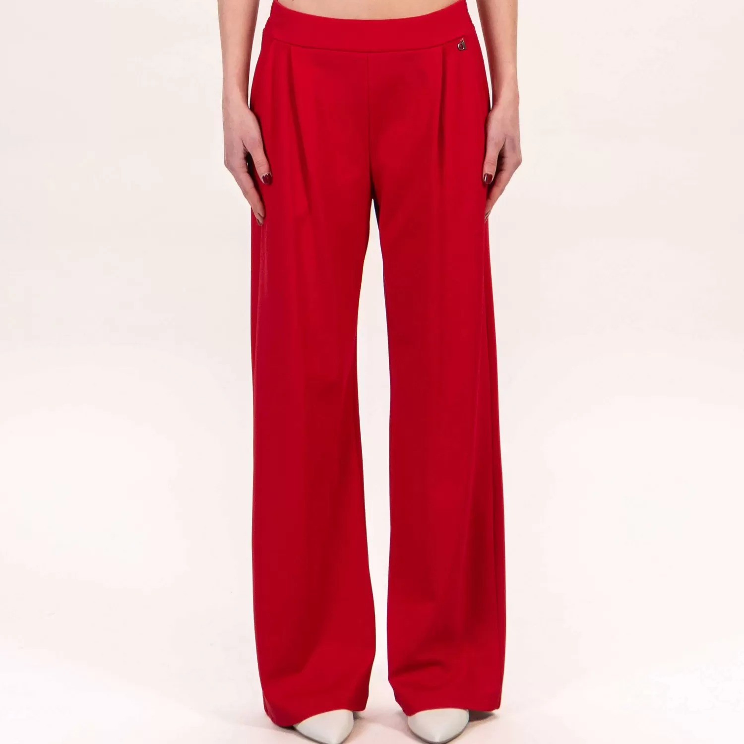 Shop White Mood Dixie-Pantalone Punto Milano Elastico Dietro - Rosso