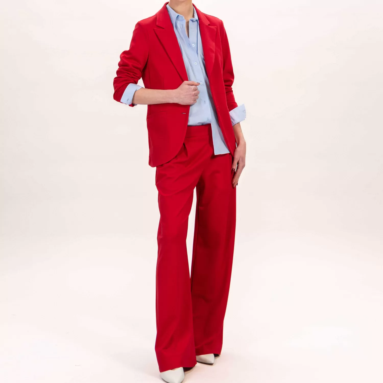 Shop White Mood Dixie-Pantalone Punto Milano Elastico Dietro - Rosso