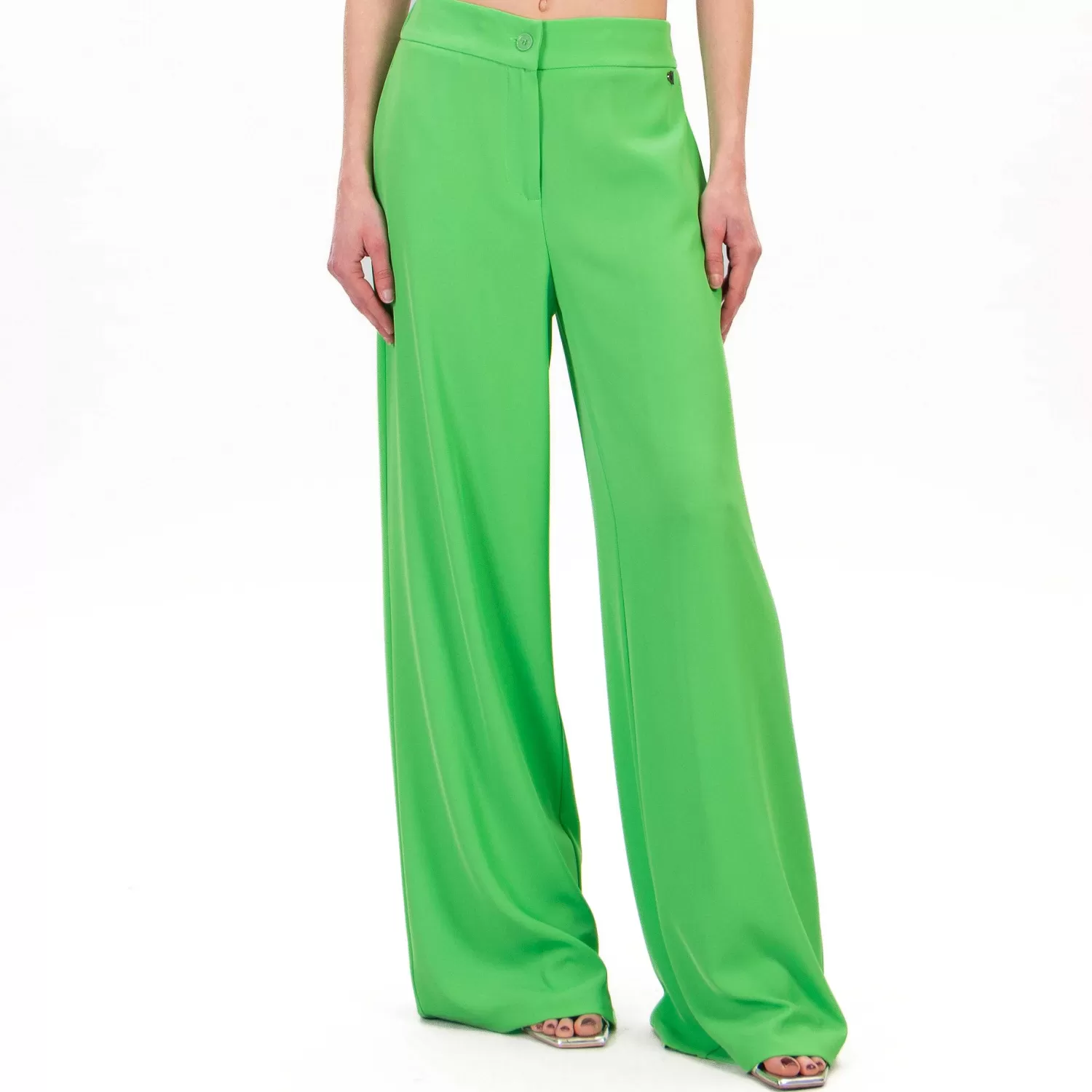 Clearance White Mood Dixie-Pantalone Tessuto Fluido Elastico Dietro - Verde Aloe