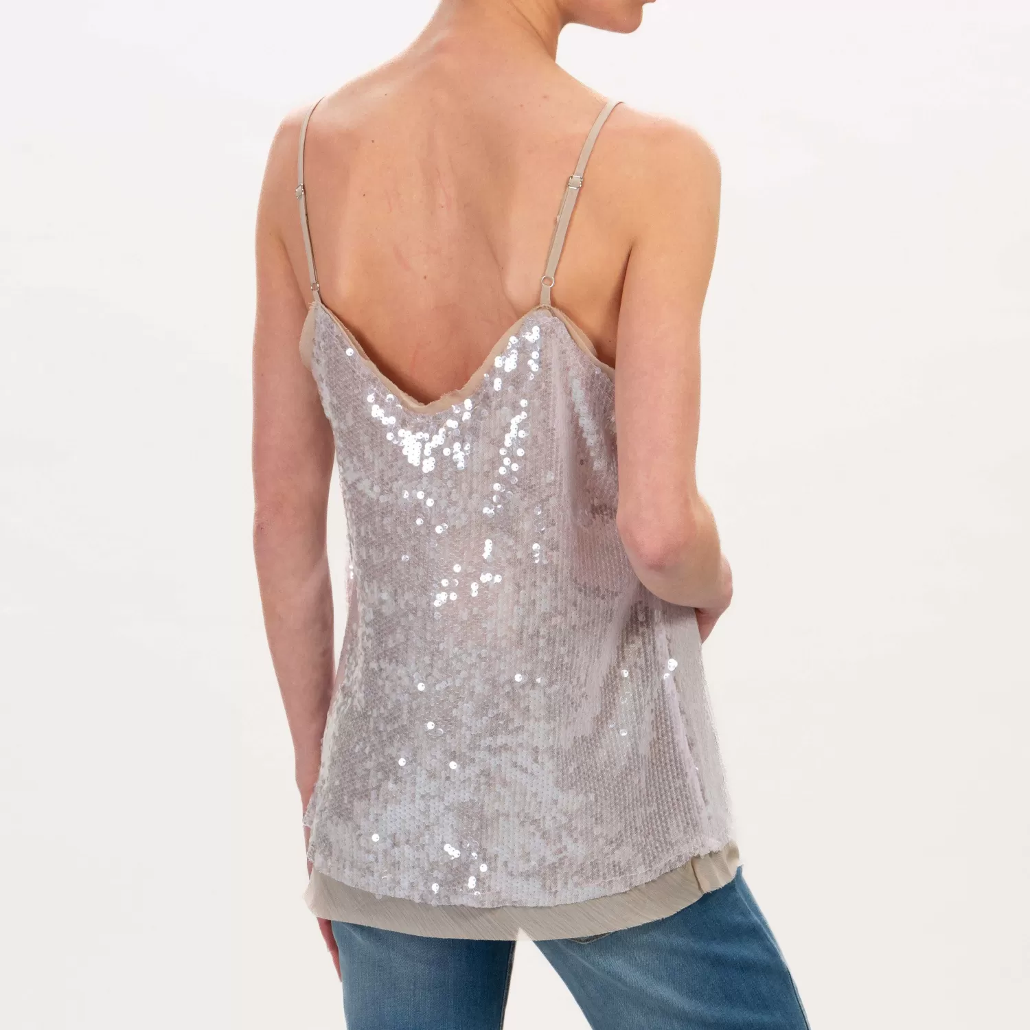 Sale White Mood Dixie-Top Paillettes Con Tulle - Lilla