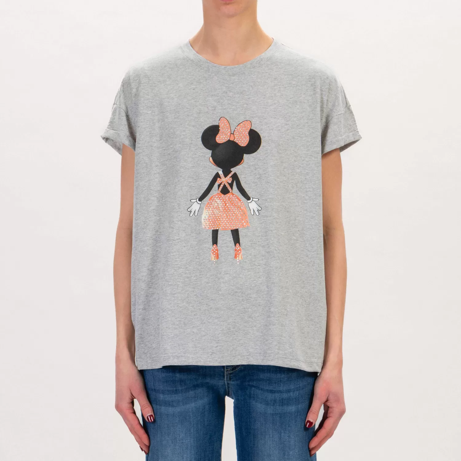 Best Sale White Mood Dixie-T-Shirt Minnie Con Strass - Grigio