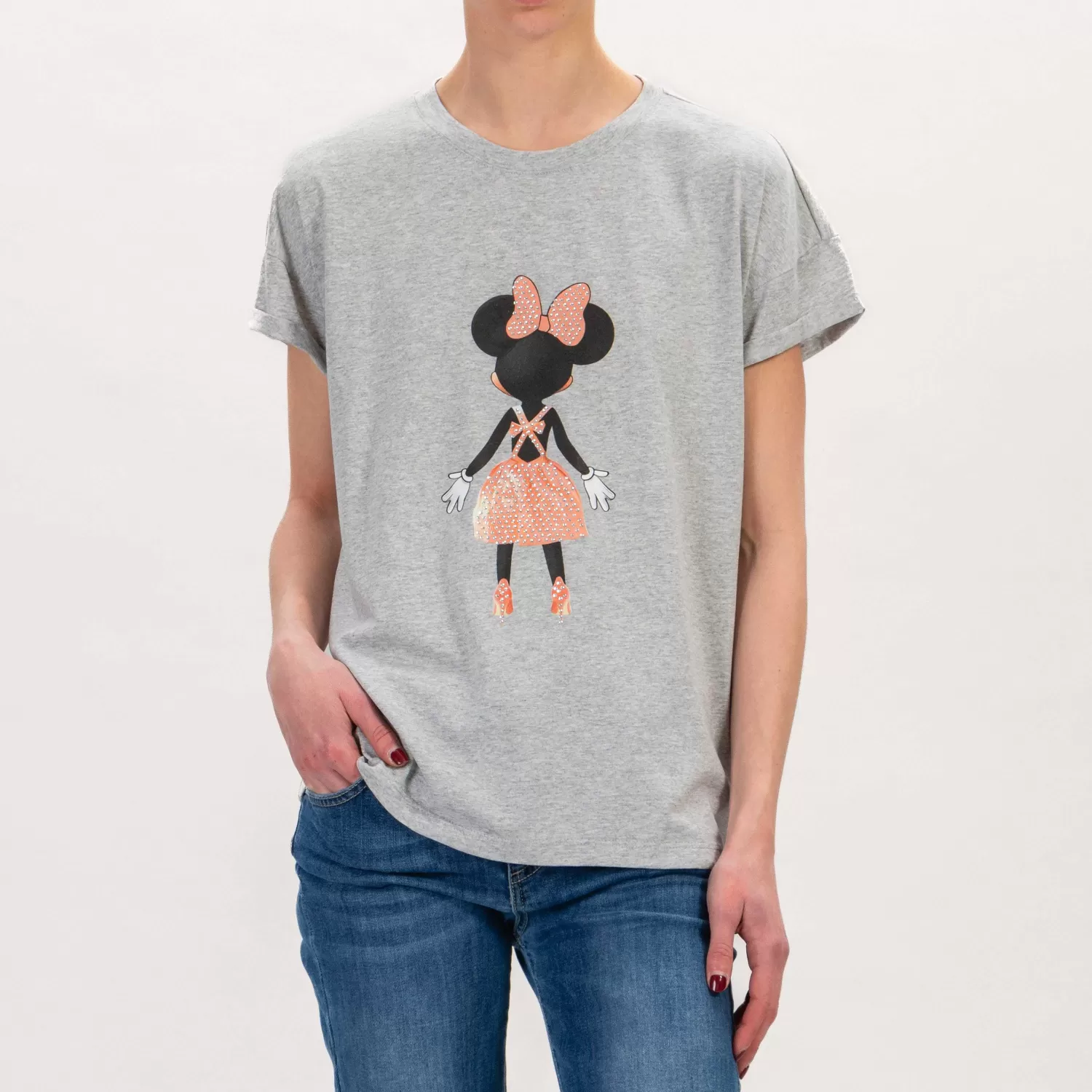 Best Sale White Mood Dixie-T-Shirt Minnie Con Strass - Grigio