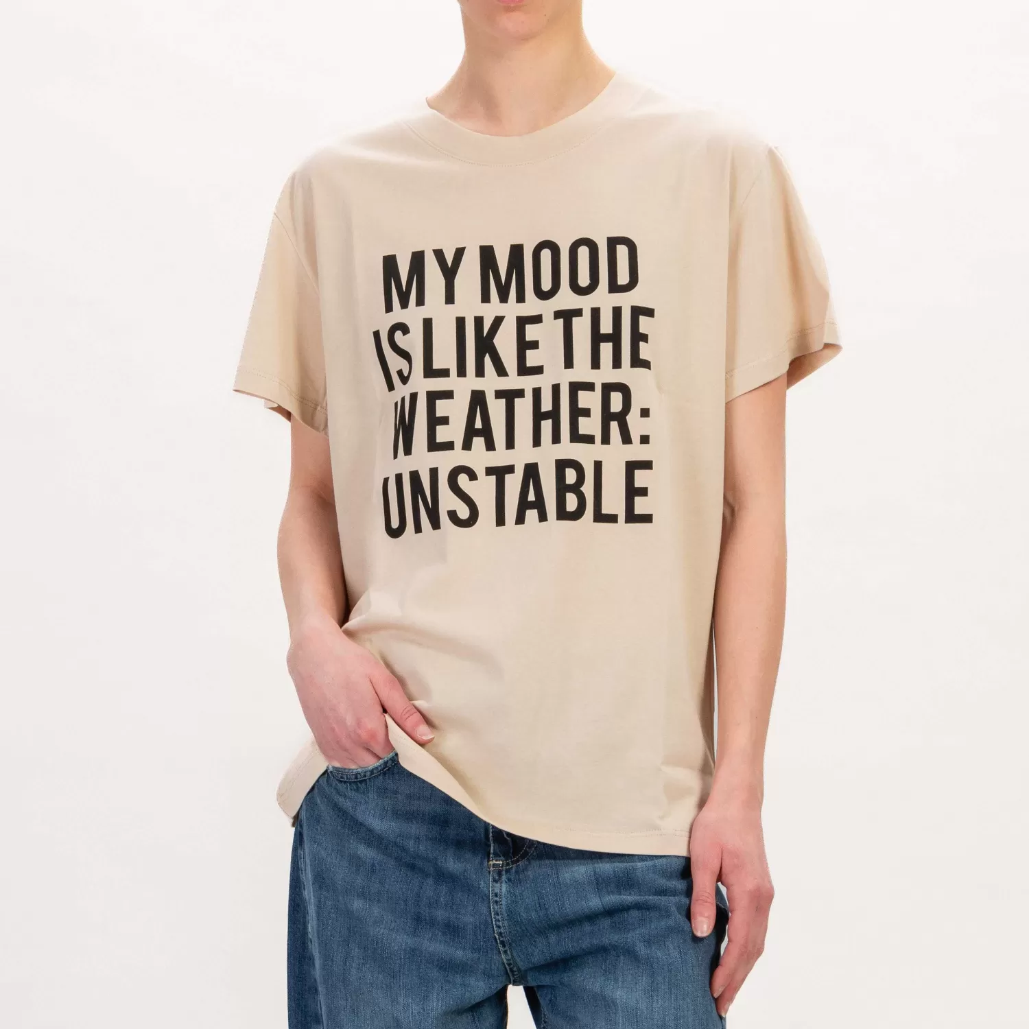 Cheap White Mood Dixie-T-Shirt "My Mood Is Like The Weather..." - Sand/Nero