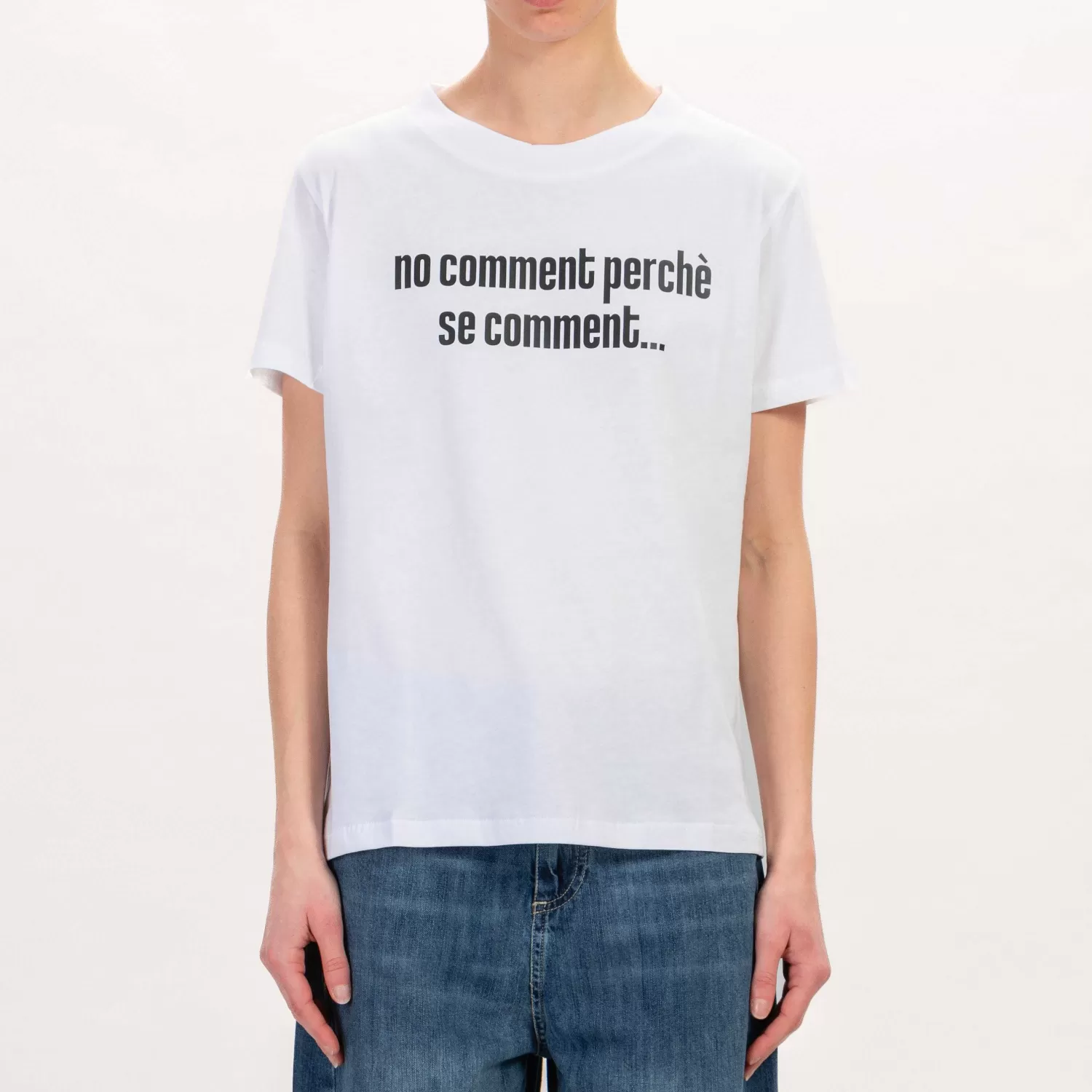 New White Mood Dixie-T-Shirt "No Comment Perche' Se Comment..." - Bianco