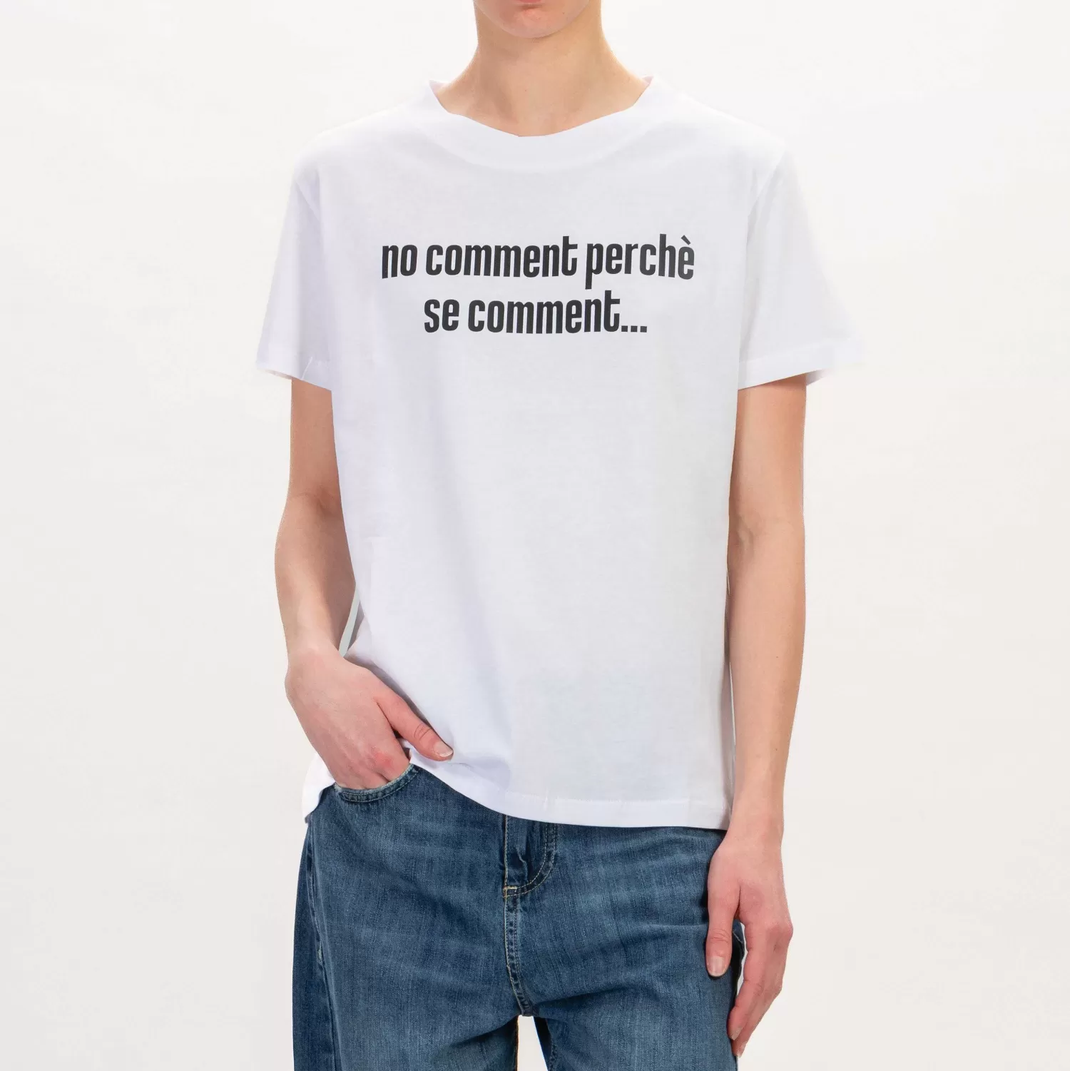 New White Mood Dixie-T-Shirt "No Comment Perche' Se Comment..." - Bianco