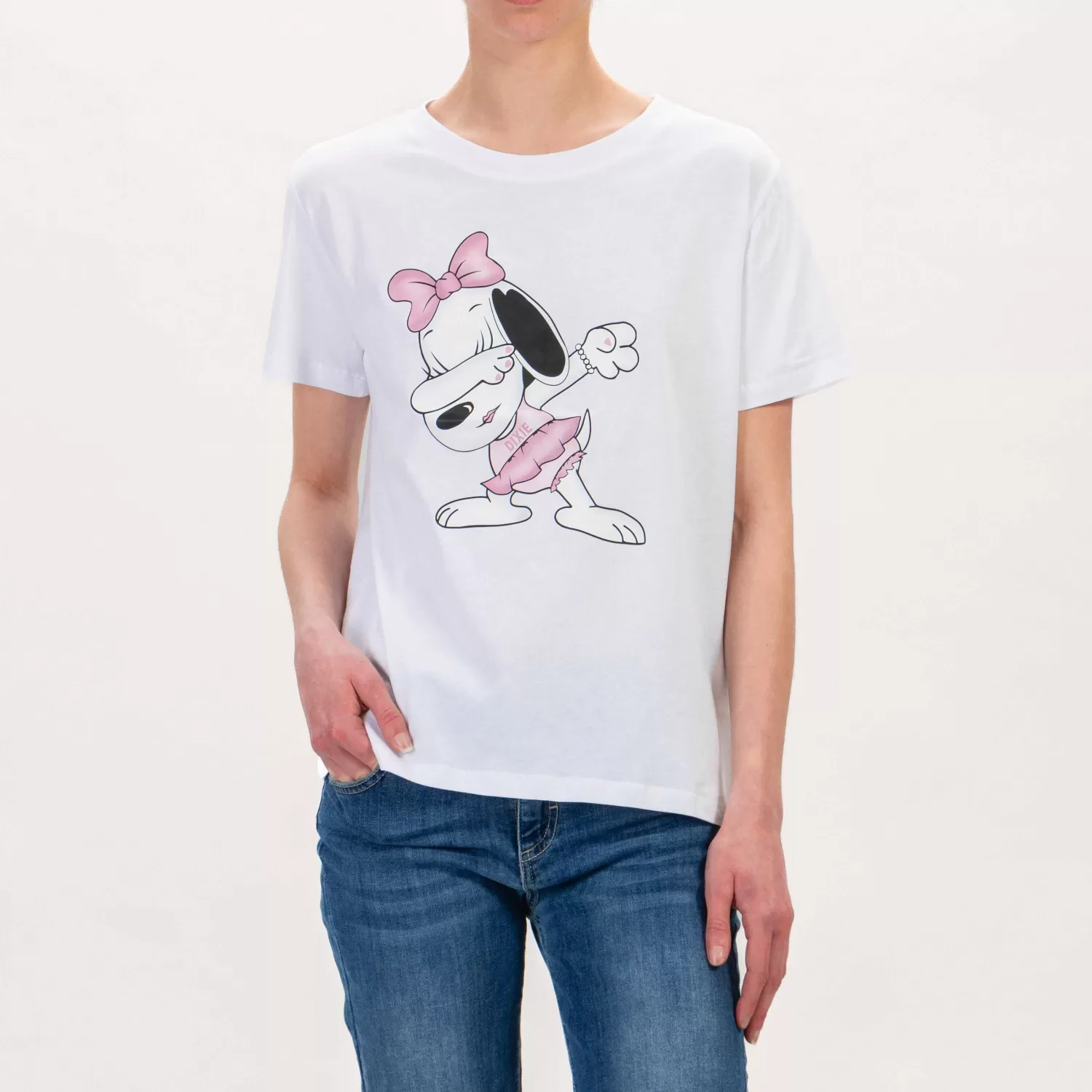 New White Mood Dixie-T-Shirt Snoopy Girl Dab - Bianco