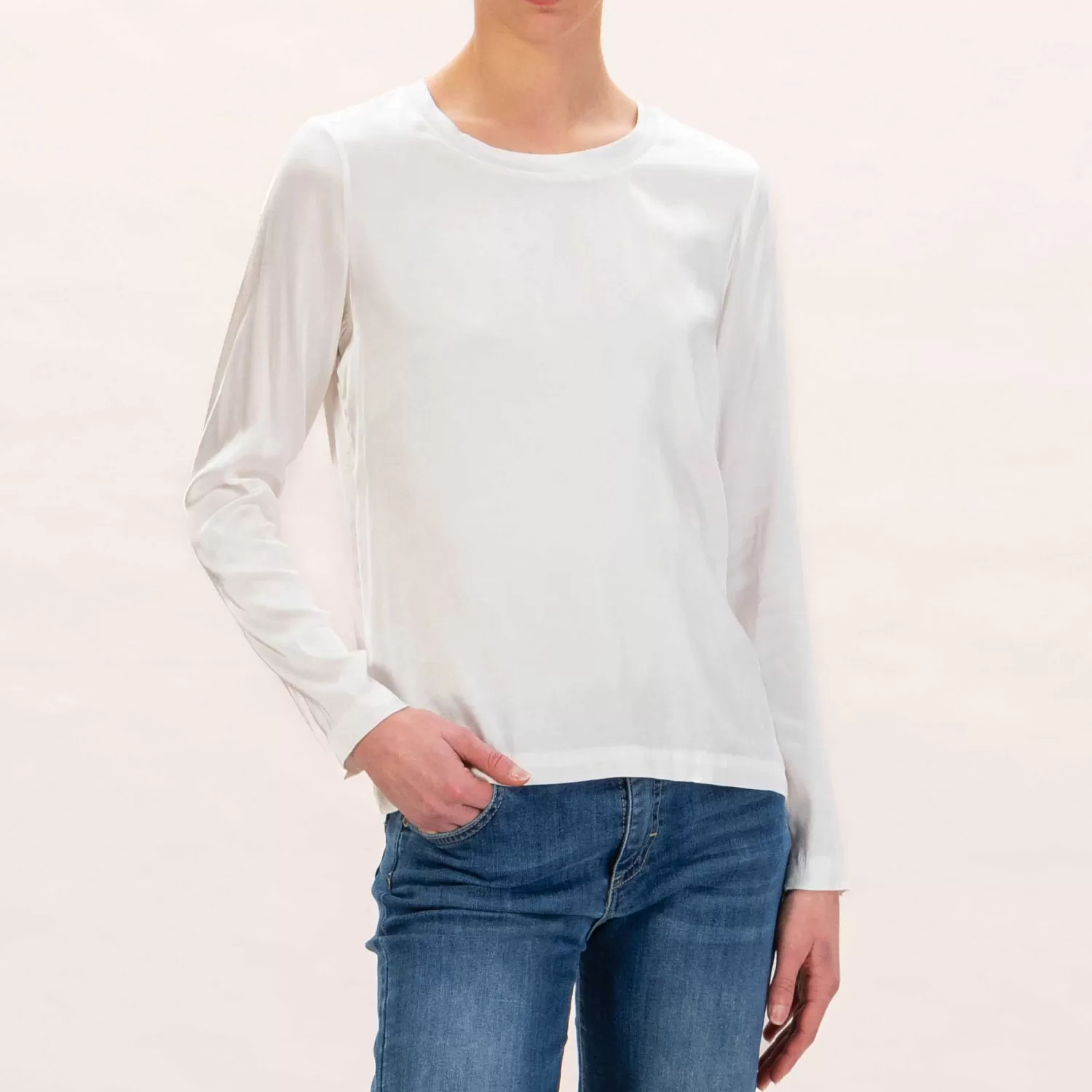 Cheap White Mood Haveone-Blusa Satin Elasticizzato Manica Lunga - Latte