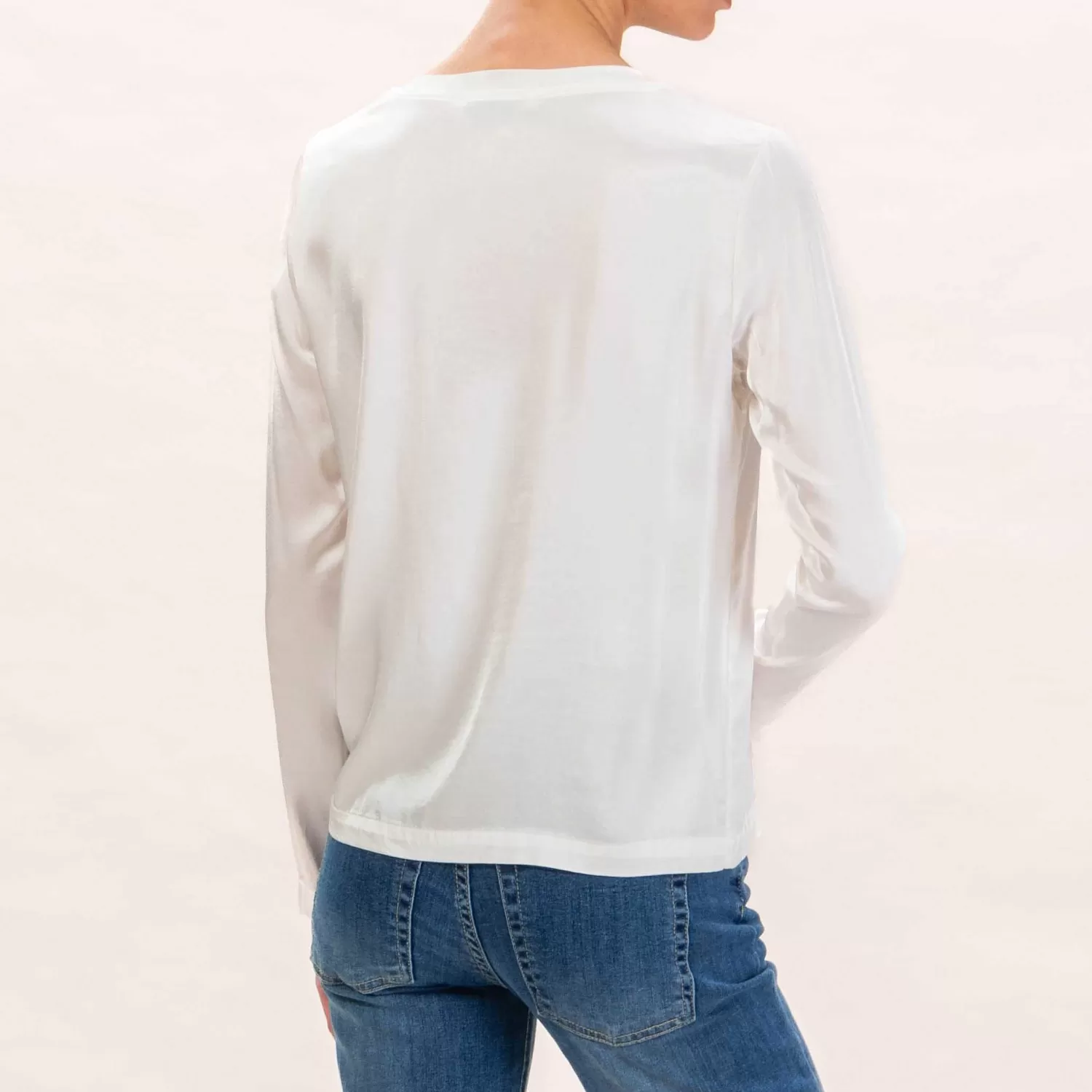 Cheap White Mood Haveone-Blusa Satin Elasticizzato Manica Lunga - Latte