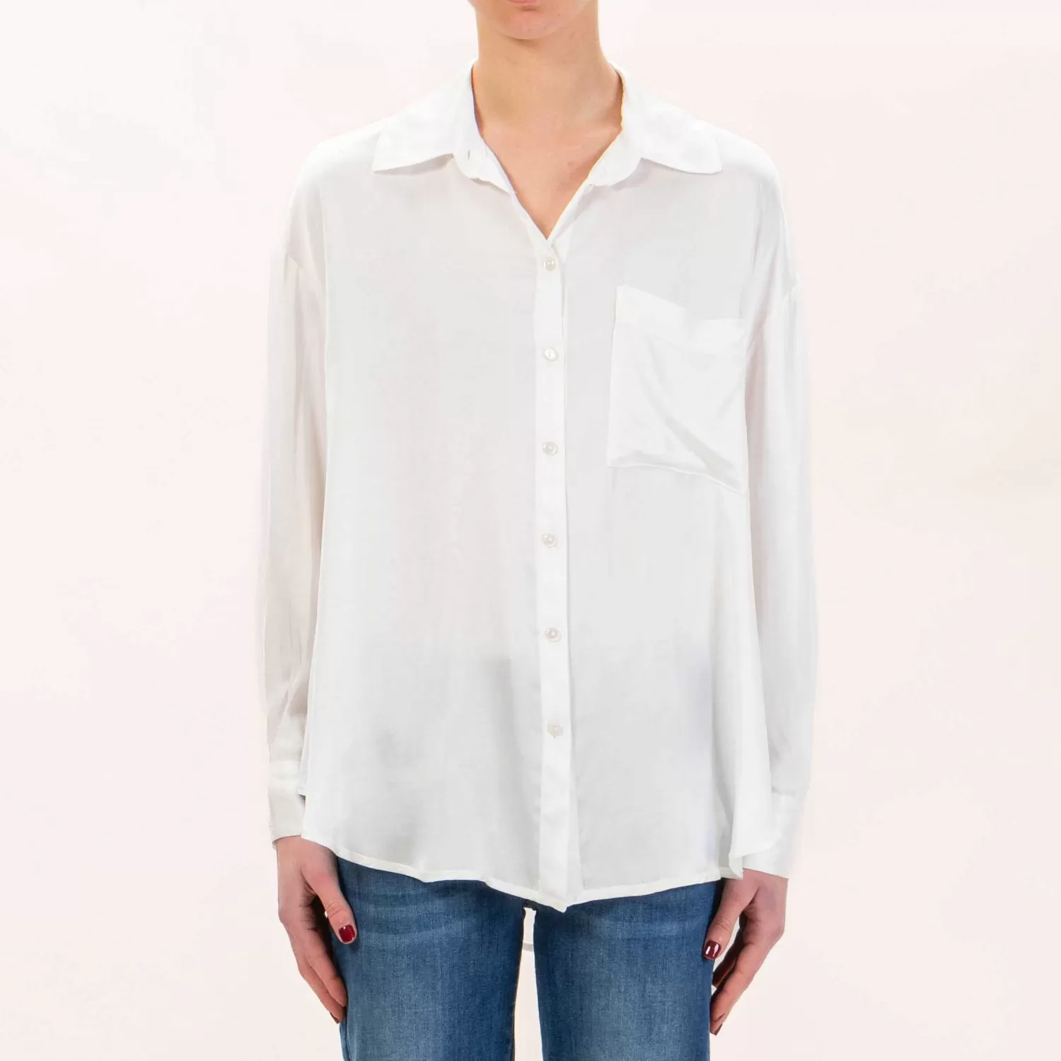 Flash Sale White Mood Haveone-Camicia Satin Con Tasca - Latte