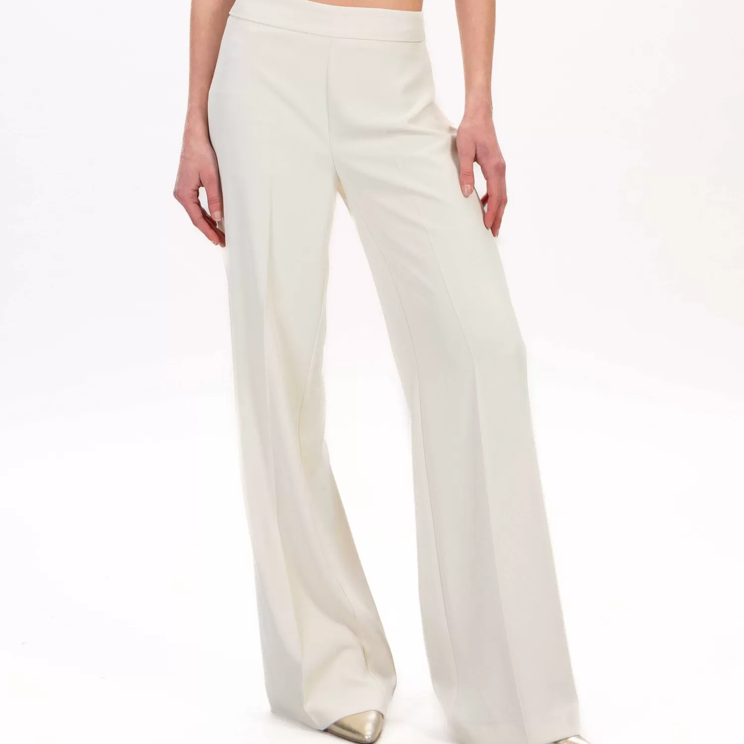 Clearance White Mood Haveone-Pantalone Crepe Elastico Dietro - Burro