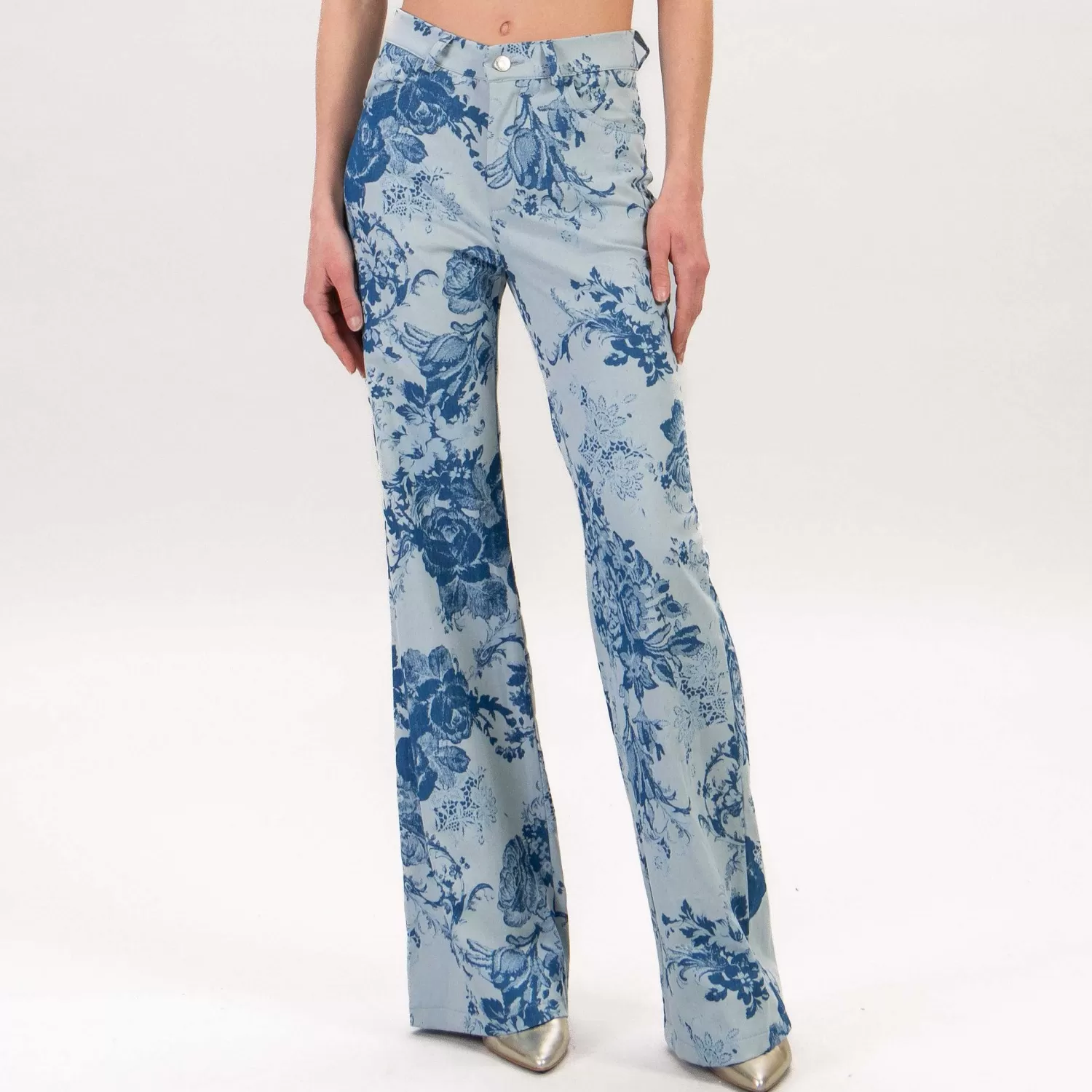 Cheap White Mood Haveone-Pantalone Fantasia Fiori - Blu/Jeans