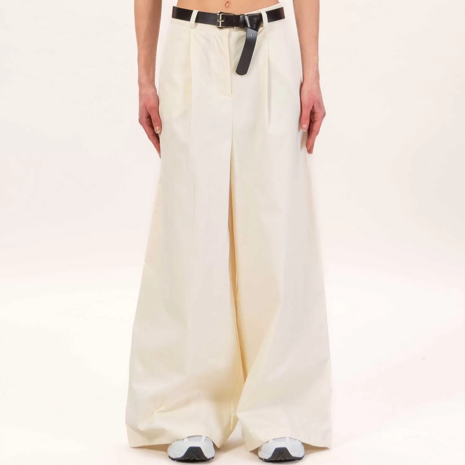 Store White Mood Haveone-Pantalone Palazzo Cotone Elasticizzato - Burro