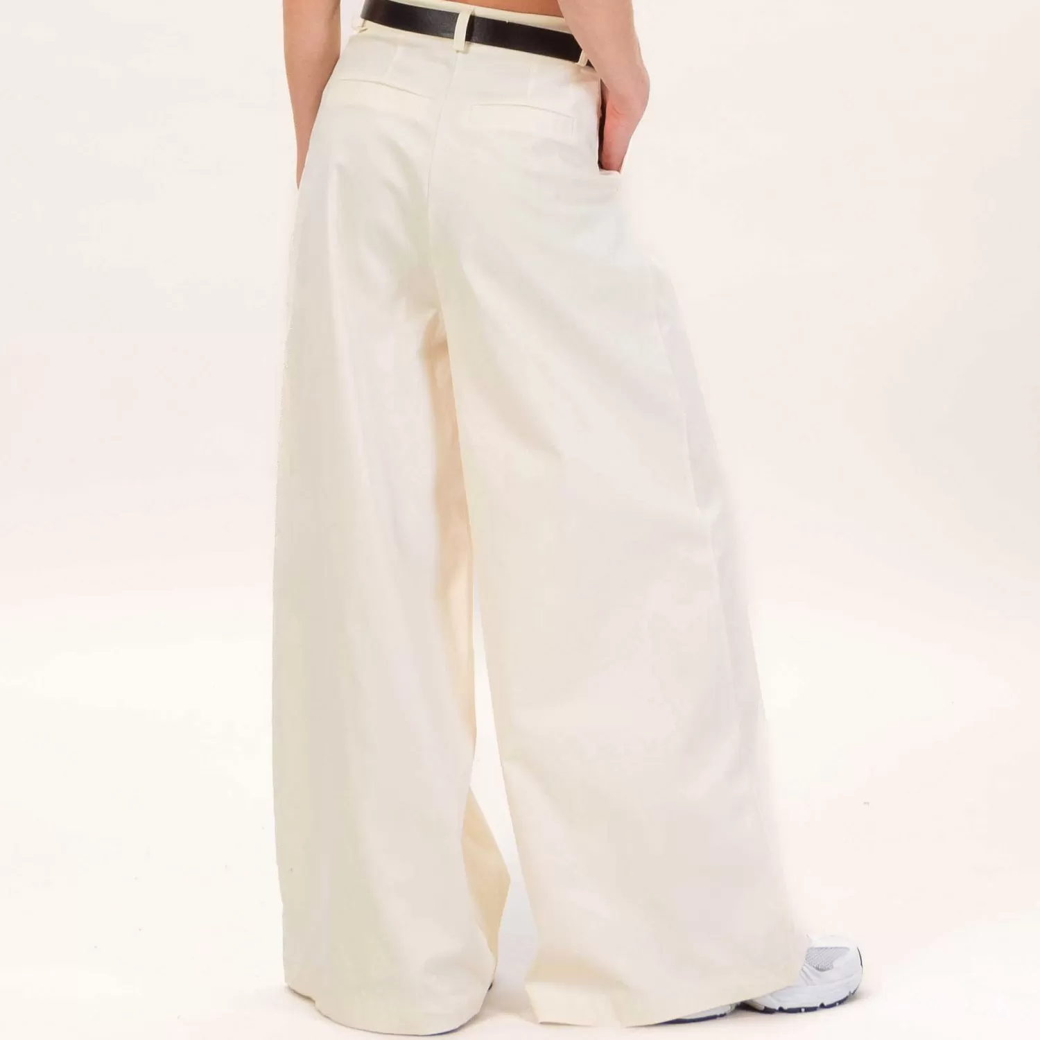 Store White Mood Haveone-Pantalone Palazzo Cotone Elasticizzato - Burro