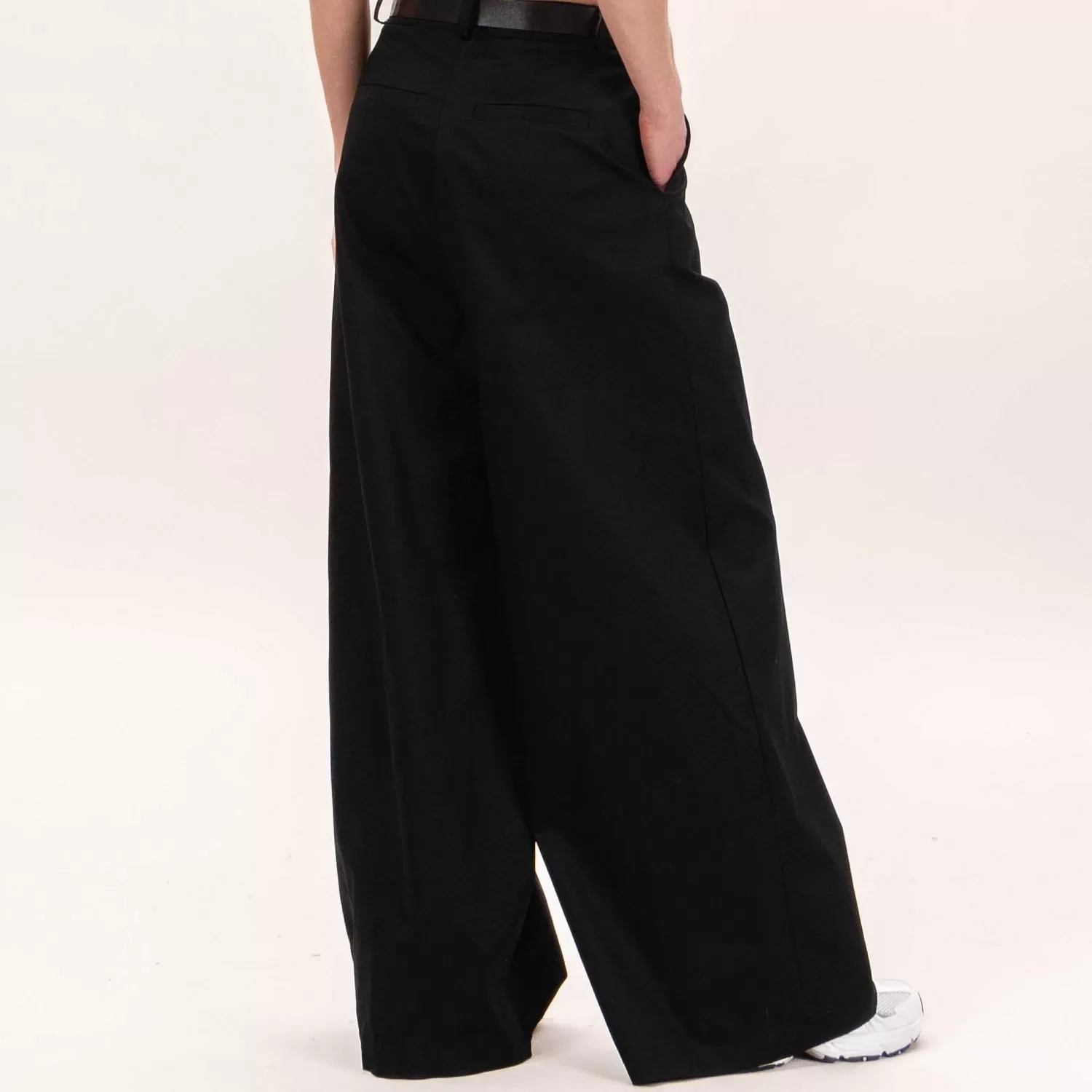 Online White Mood Haveone-Pantalone Palazzo Cotone Elasticizzato - Nero