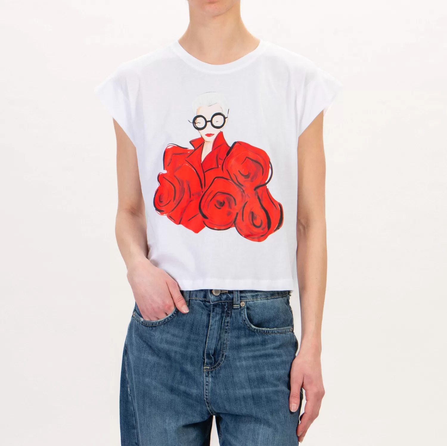 Discount White Mood Haveone-T-Shirt Stampa Iris Apfel - Bianco