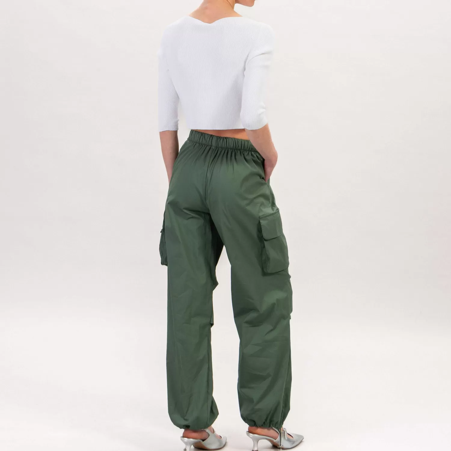 Best White Mood Imperial-Pantalone Cargo Con Elastico - Militare