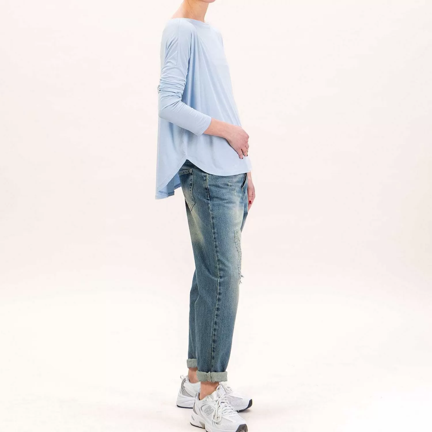 Store White Mood Kontatto-T-Shirt Stondata Oversize In Jersey - Azzurro