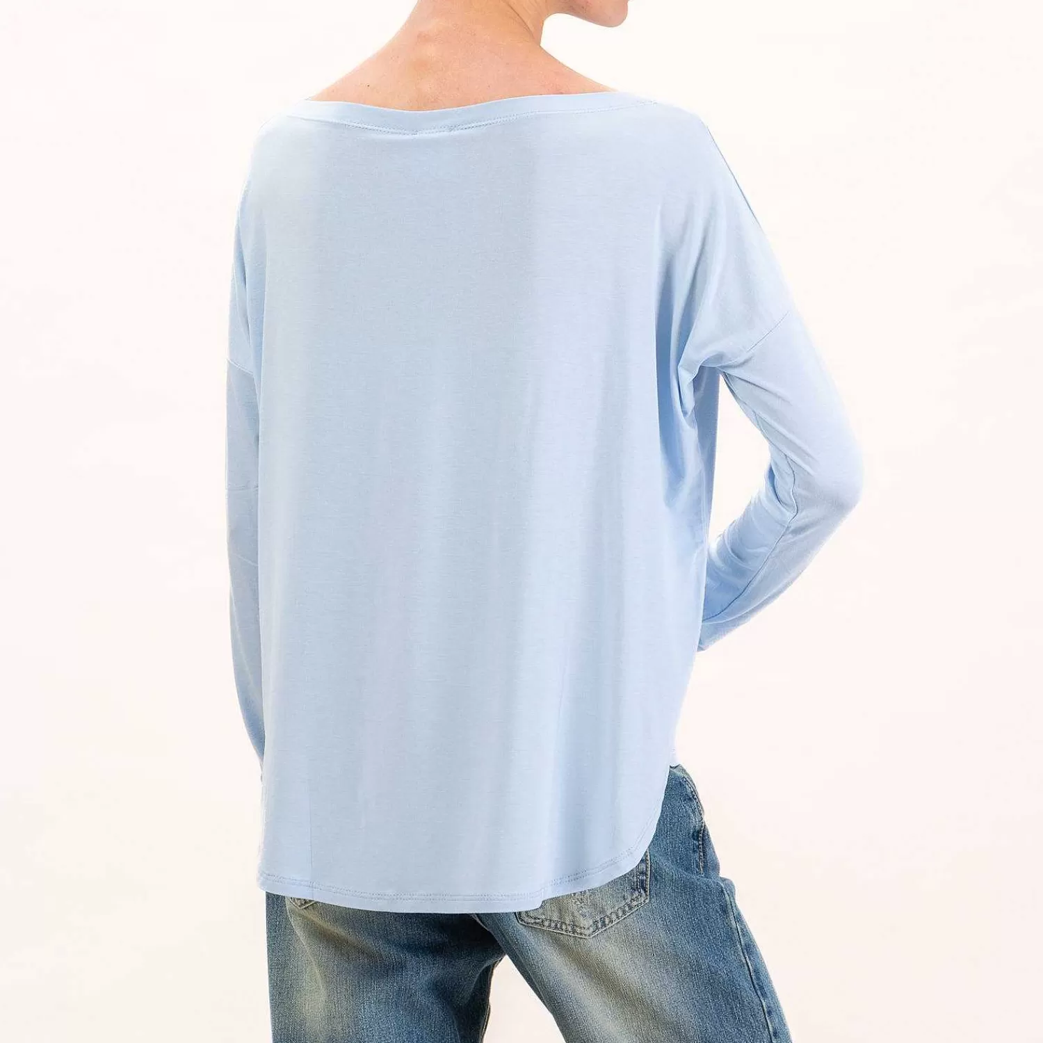 Store White Mood Kontatto-T-Shirt Stondata Oversize In Jersey - Azzurro