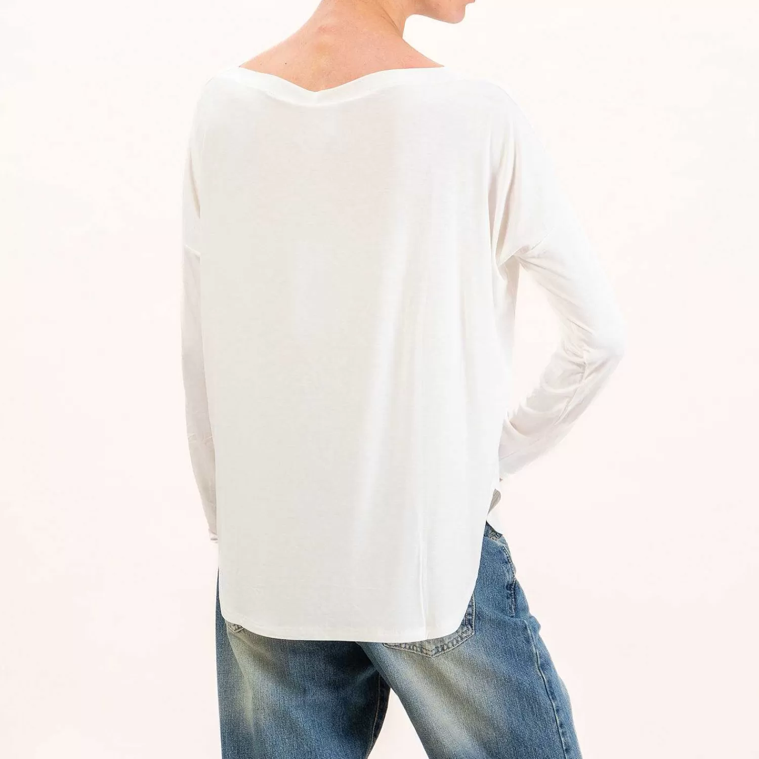 Shop White Mood Kontatto-T-Shirt Stondata Oversize In Jersey - Latte