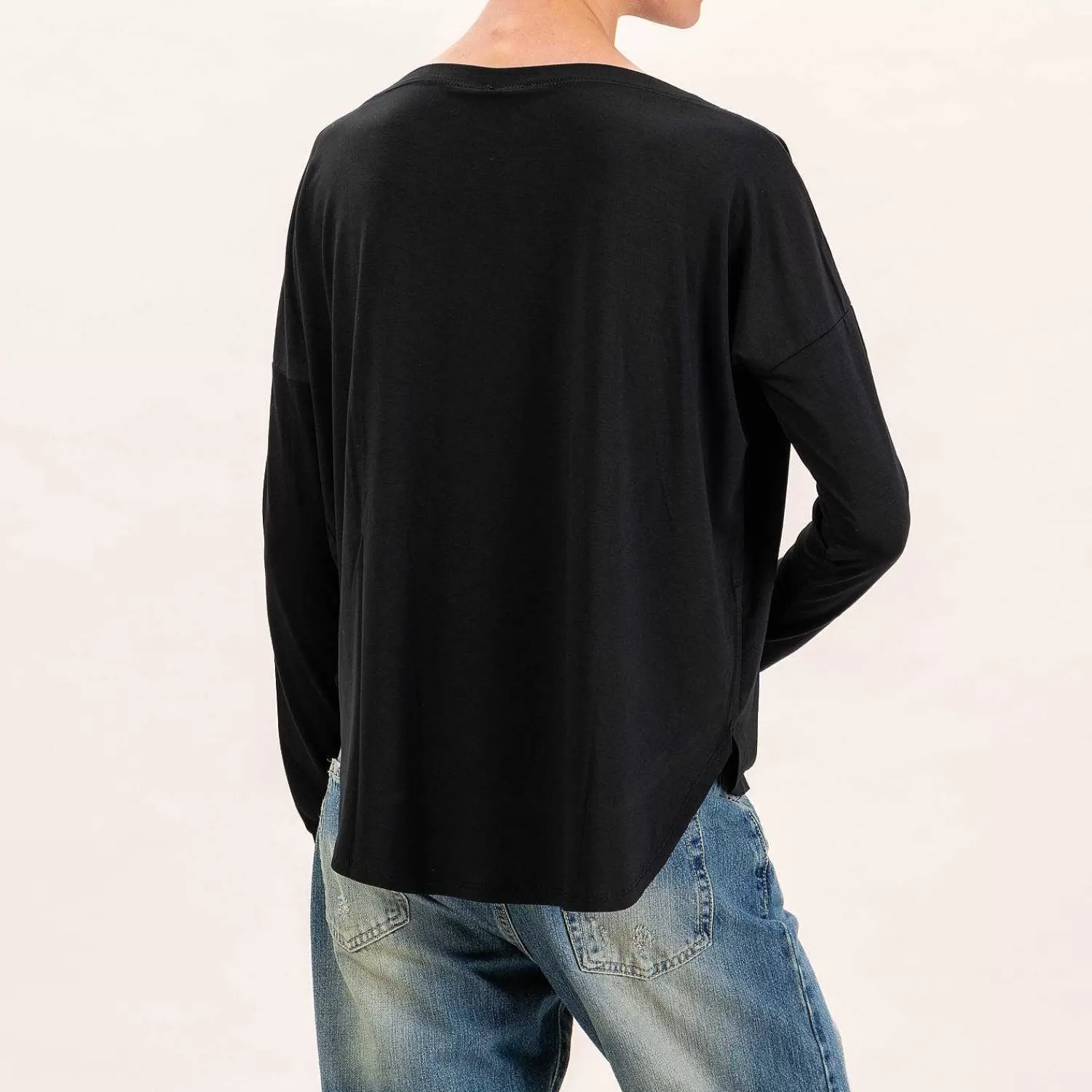 Online White Mood Kontatto-T-Shirt Stondata Oversize In Jersey - Nero