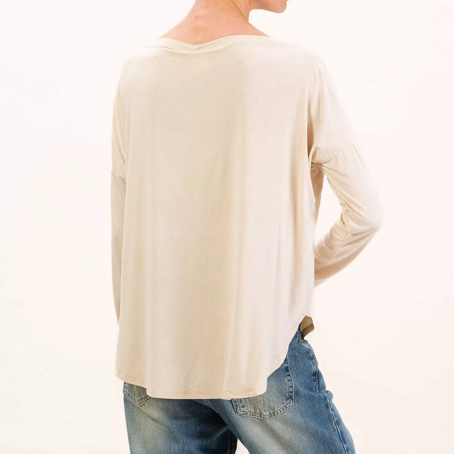 Sale White Mood Kontatto-T-Shirt Stondata Oversize In Jersey - Sand