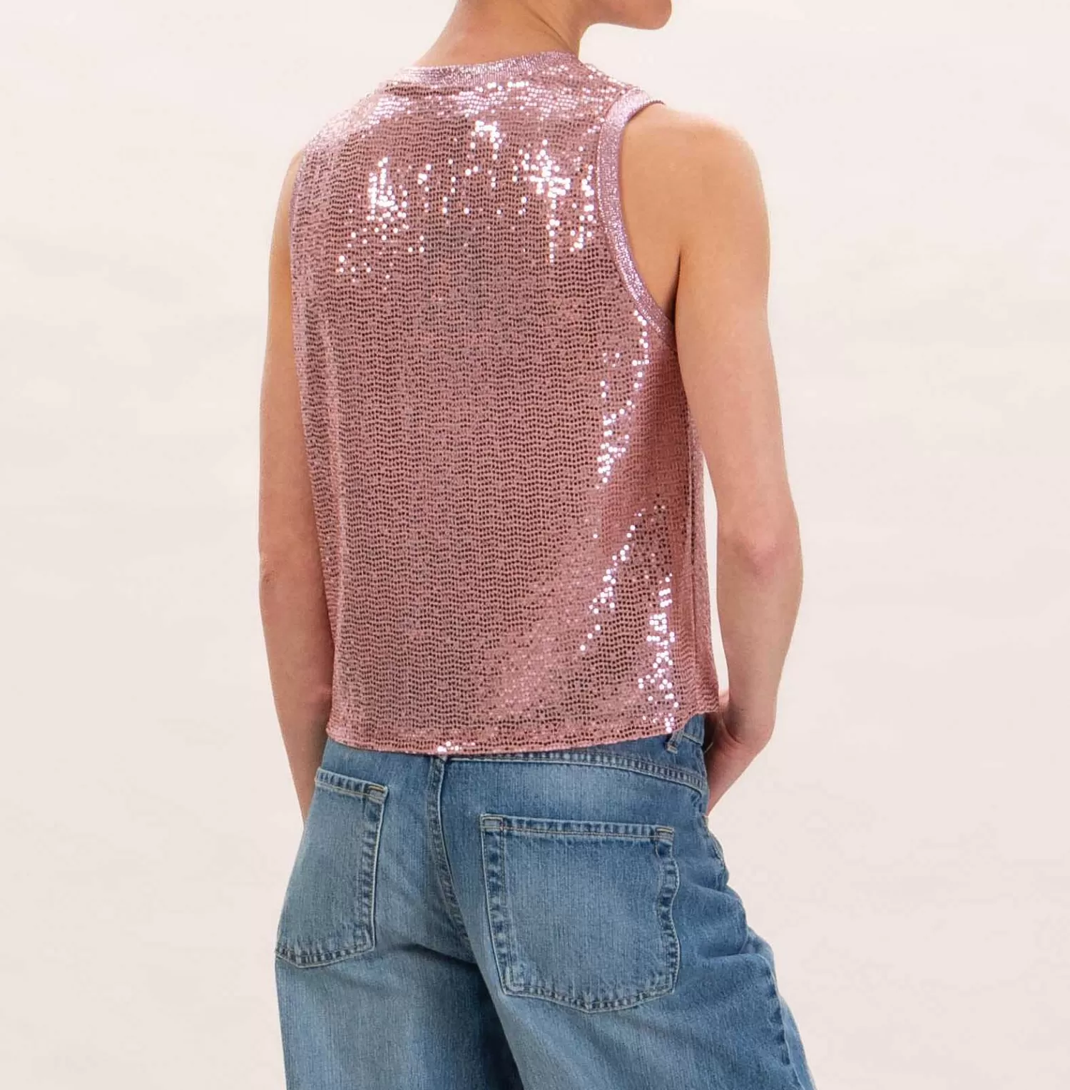 Store White Mood Le Streghe-Top Paillettes - Rosa