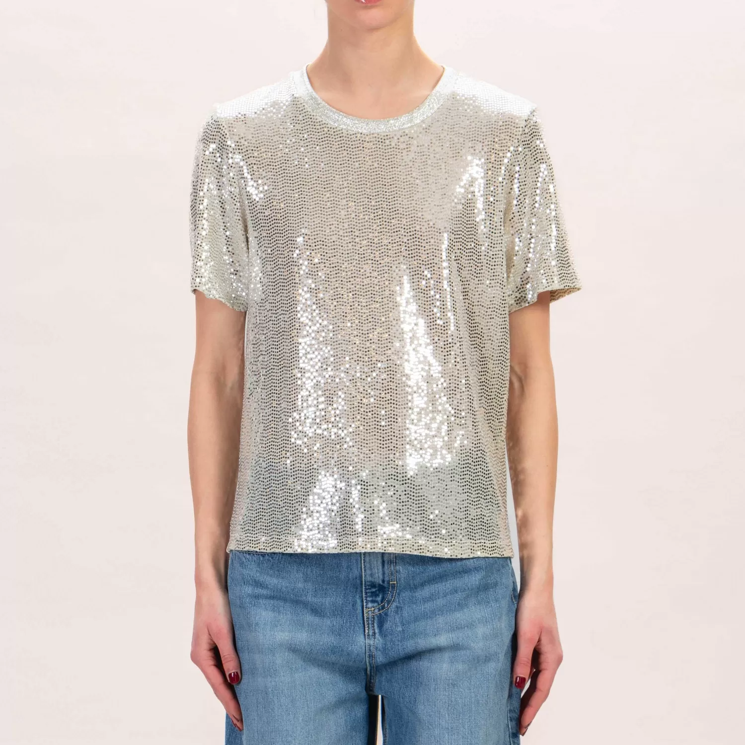 Store White Mood Le Streghe-T-Shirt Con Paillettes - Argento