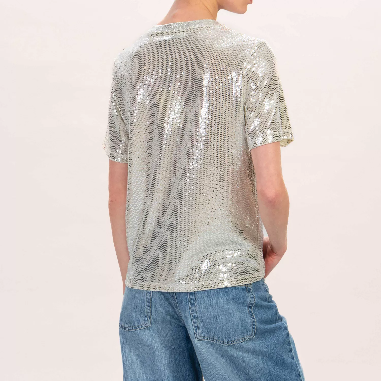 Store White Mood Le Streghe-T-Shirt Con Paillettes - Argento