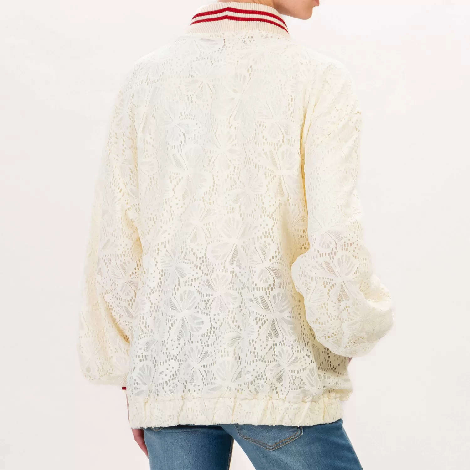 Store White Mood Motel-Bomber Macrame Con Spilla - Burro/Rosso