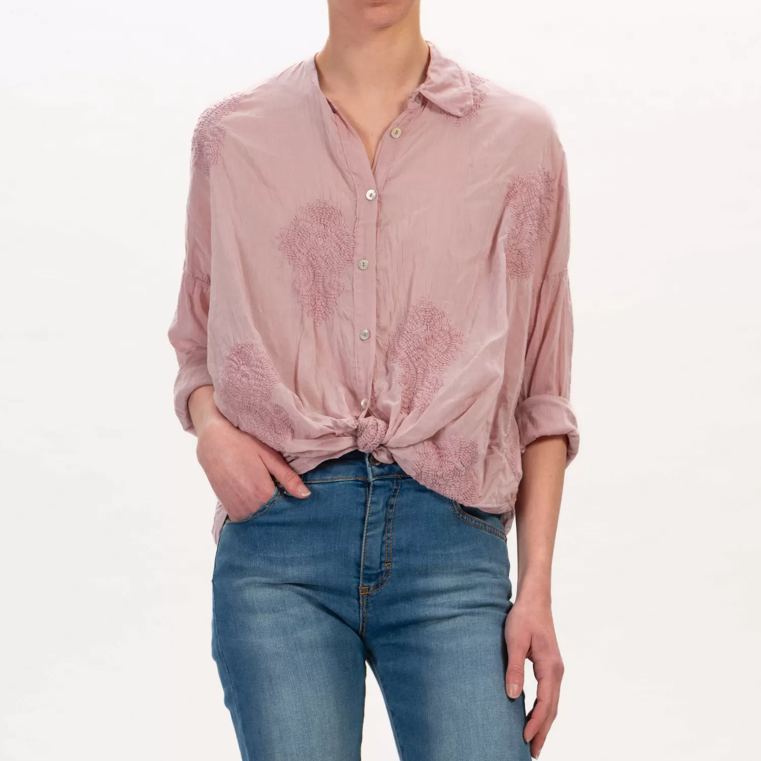 Best Sale White Mood Motel-Camicia Mussola Con Ricami - Pink